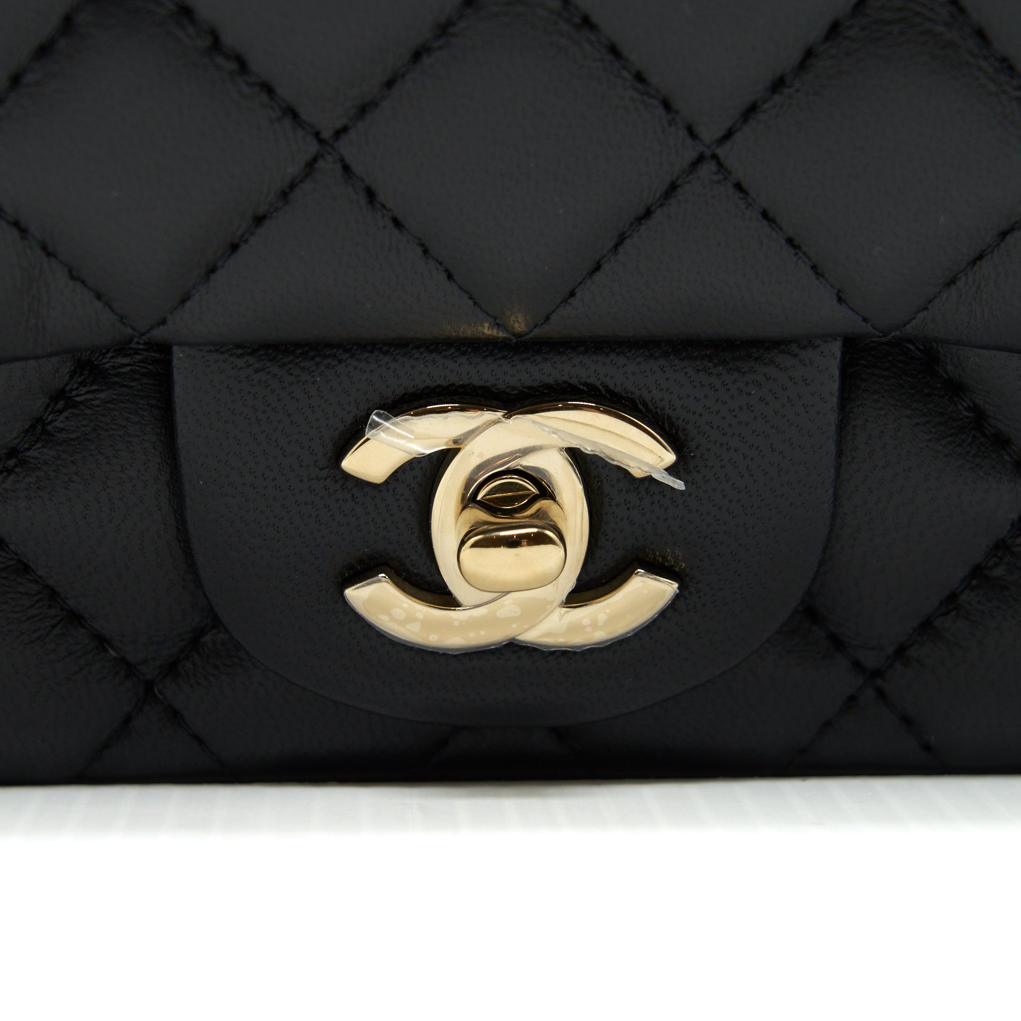 CHANEL MINI SQUARE FLAP BAG LAMBSKIN BLACK LGHW (MICROCHIP)