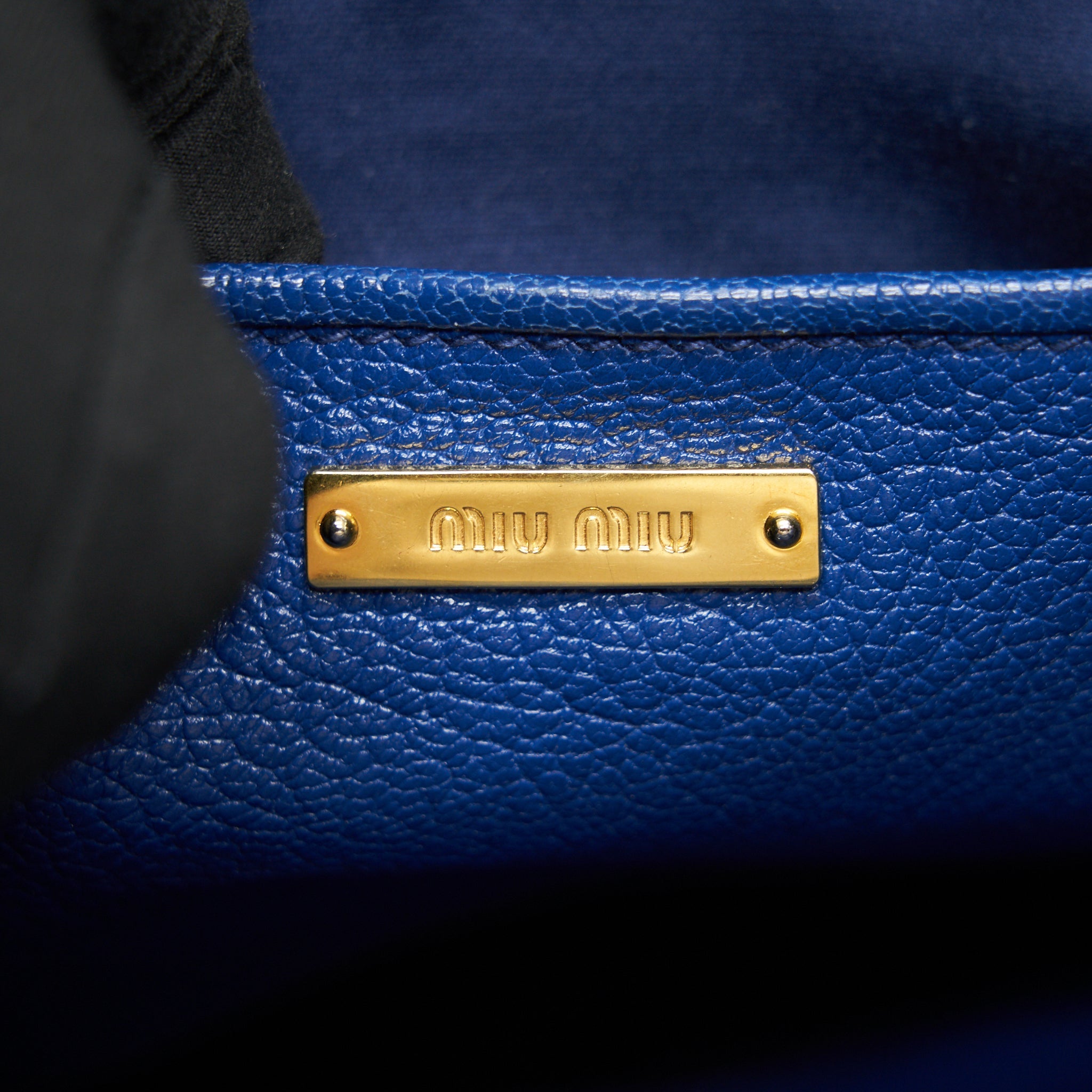 MIU MIU BLUE STUDDED TOTE BAG