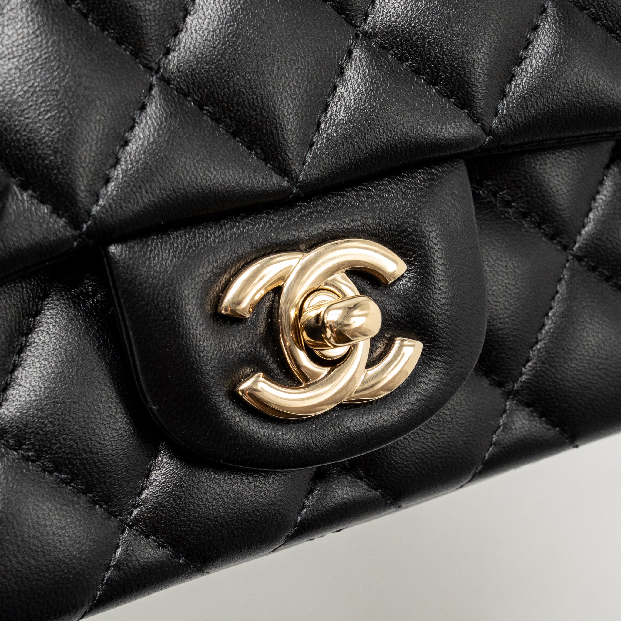 CHANEL MINI SQUARE FLAP BAG LAMBSKIN BLACK LGHW (MICROCHIP)