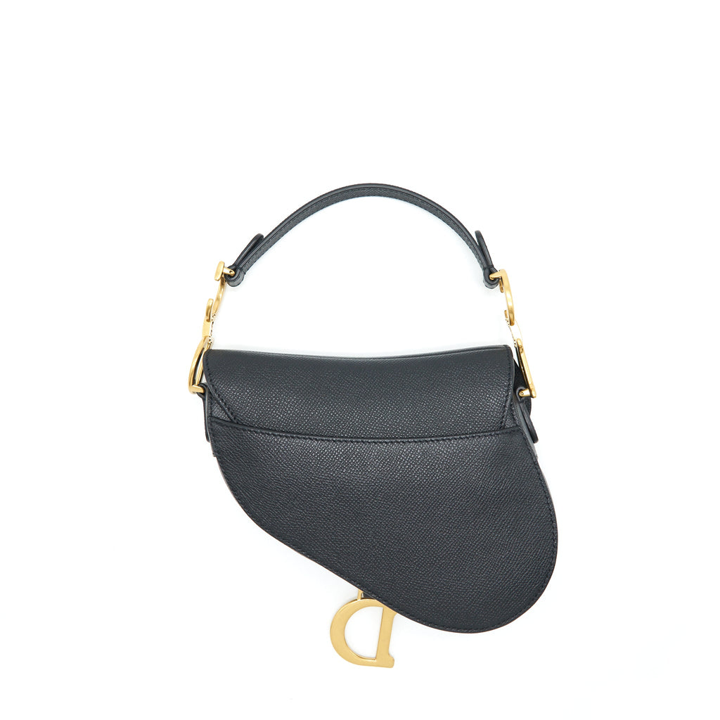 DIOR MINI SADDLE BAG GRAINED CALFSKIN BLACK GHW
