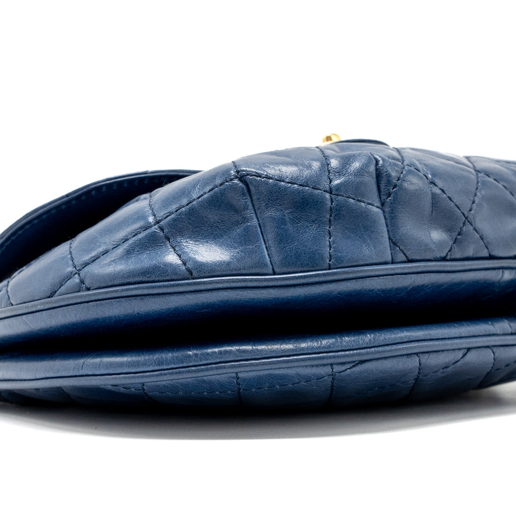 CHANEL QUILTED LARGE FLAP BAG CALFSKIN BLUE GHW