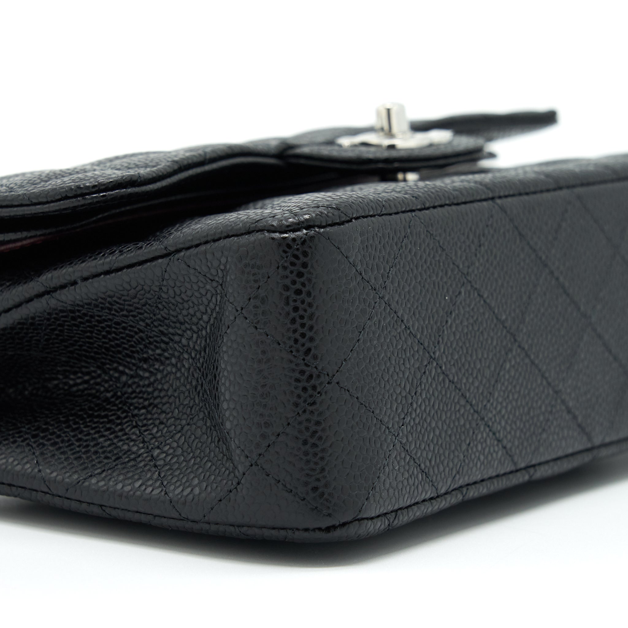 CHANEL SMALL CLASSIC DOUBLE FLAP BAG CAVIAR BLACK SHW (MICROCHIP)
