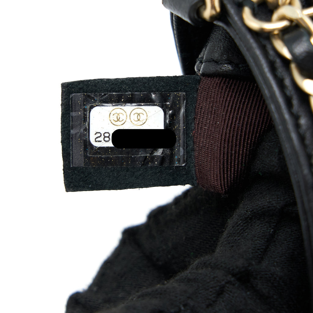 CHANEL PHONE POUCH WITH CHAIN LAMBSKIN BLACK LGHW