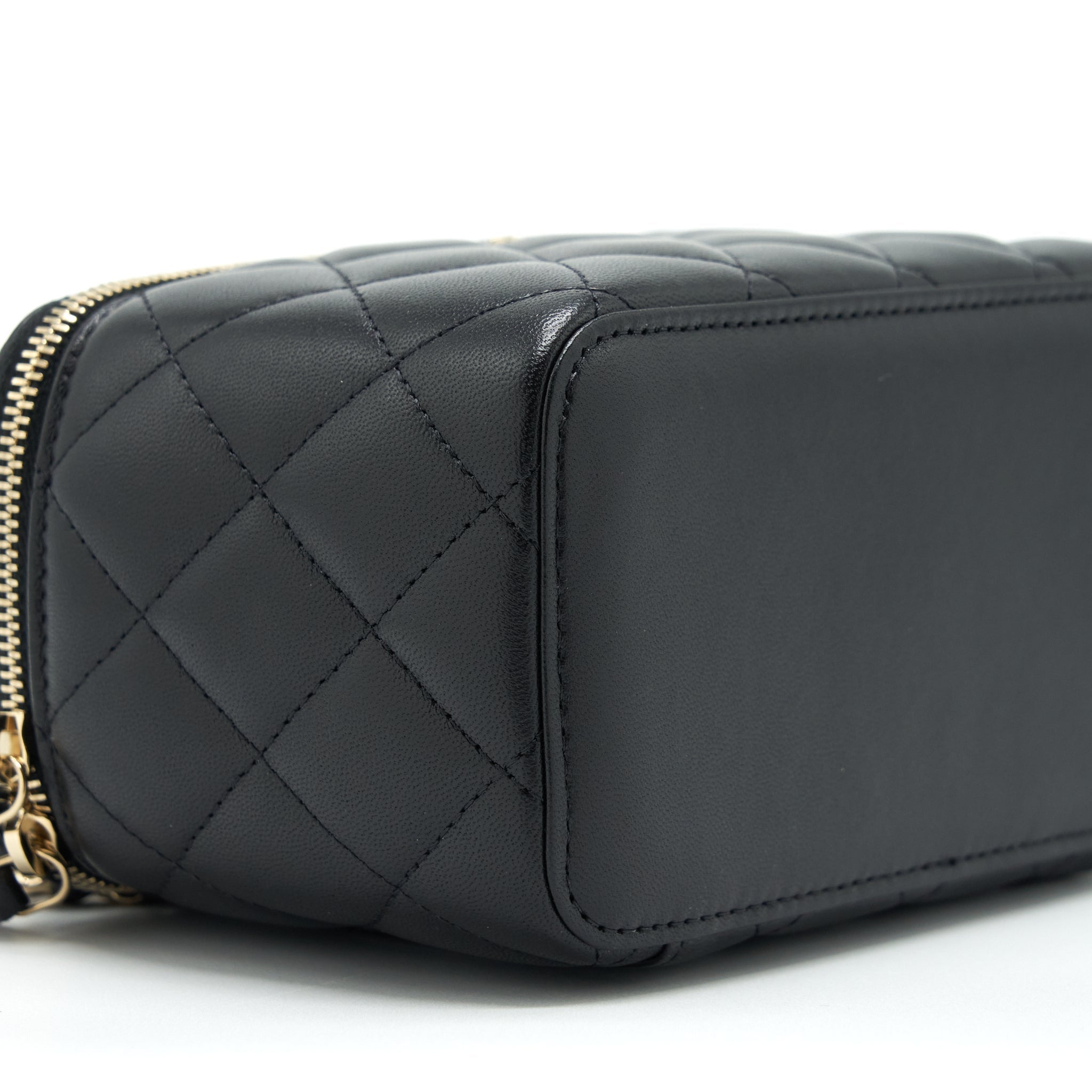 CHANEL TOP HANDLE LONG VANITY LAMBSKIN BLACK LGHW