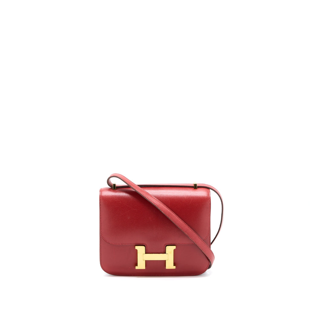 HERMES VINTAGE MINI CONSTANCE BOX LEATHER RED GHW