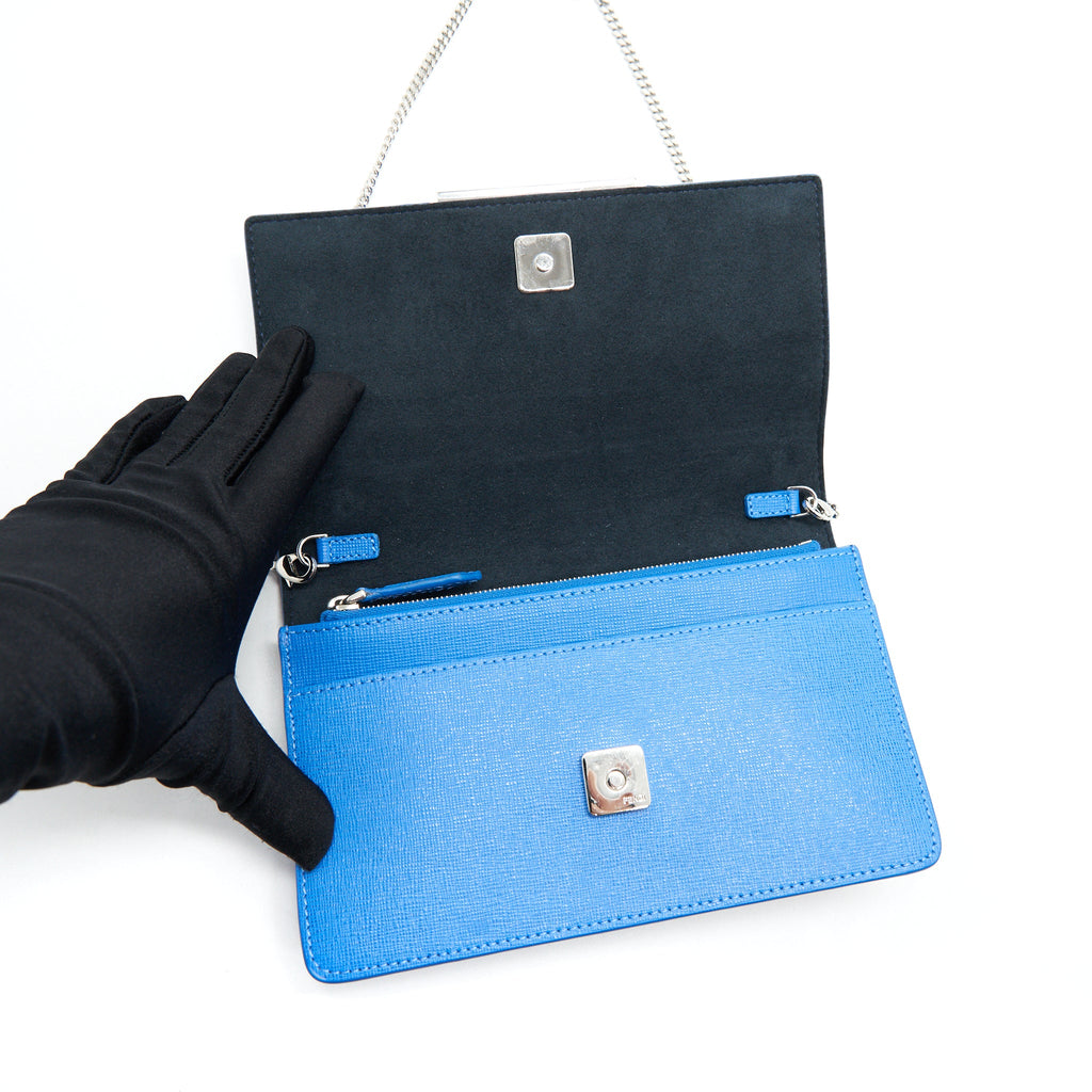 FENDI MONSTER WALLET ON CHAIN ORANGE/ BLUE