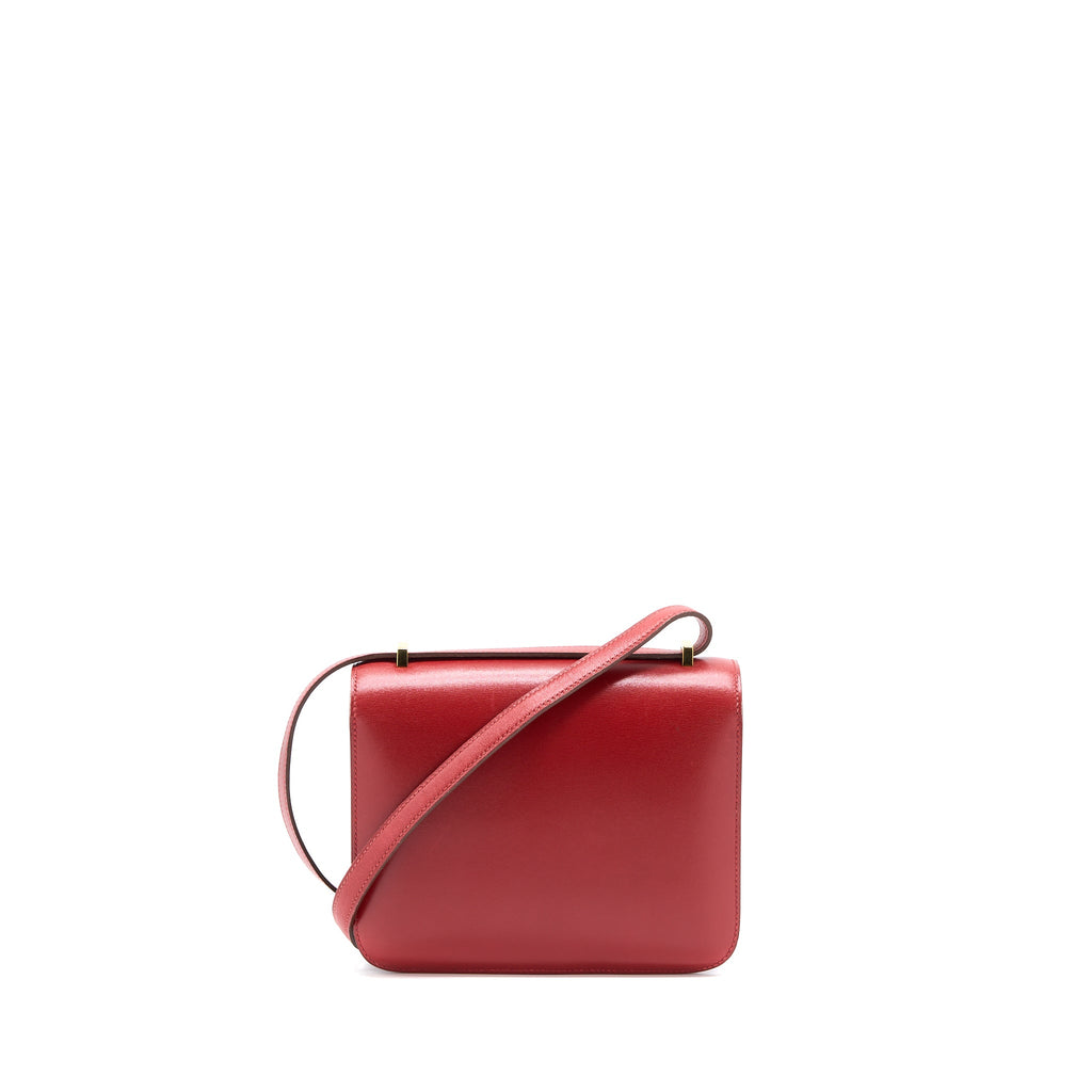 HERMES VINTAGE MINI CONSTANCE BOX LEATHER RED GHW