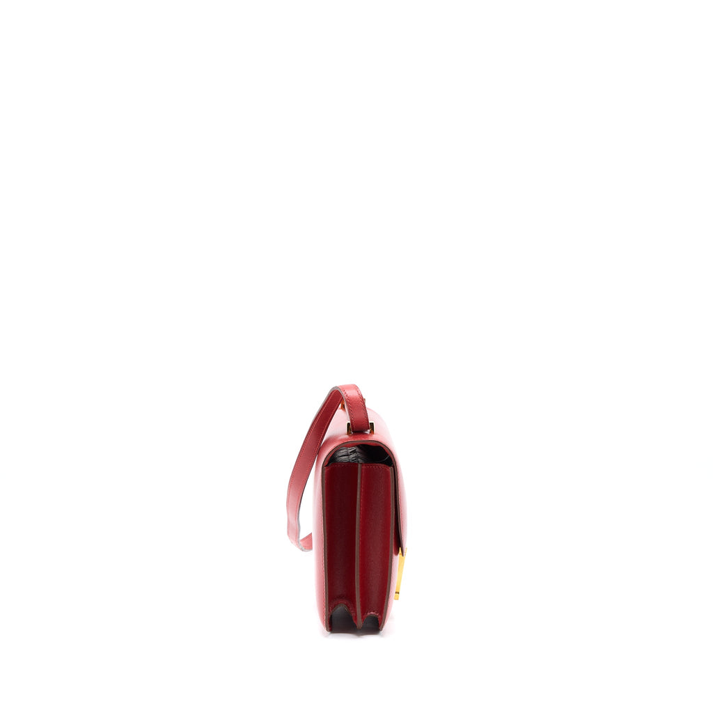 HERMES VINTAGE MINI CONSTANCE BOX LEATHER RED GHW
