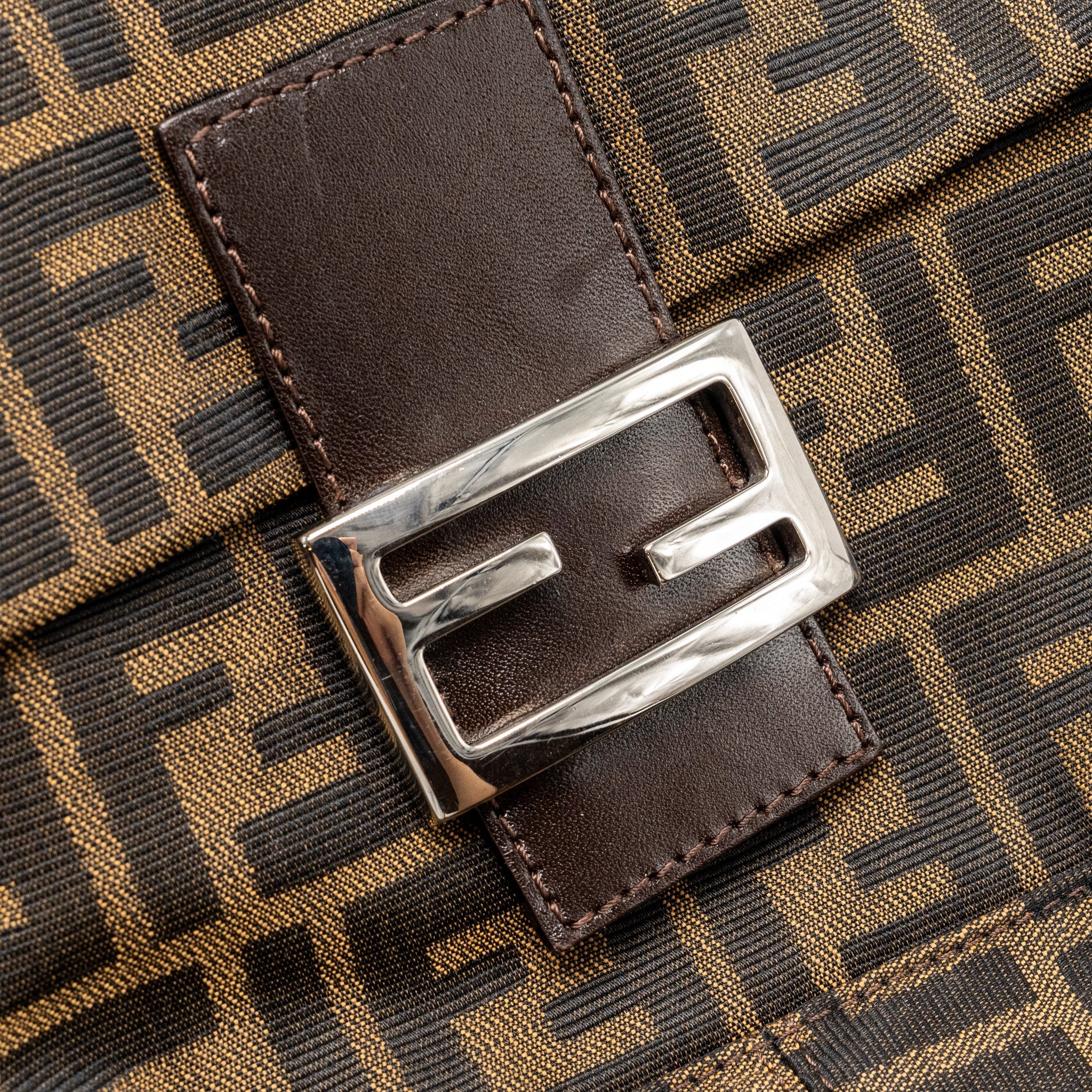 FENDI VINTAGE ZUCCA MAMMA BAGUETTE BAG CANVAS BROWN SHW