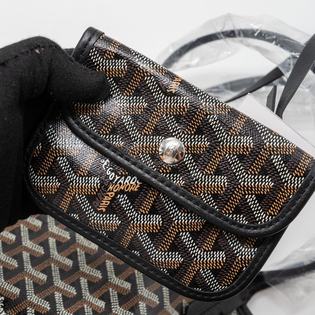 GOYARD MINI ANJOU TOTE BAG GOYARDLINE CANVAS / CALFSKIN BLACK SHW