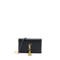 SAINT LAURENT KATE CHAIN WALLET WITH TASSEL GRAINED CALFSKIN BLACK GHW