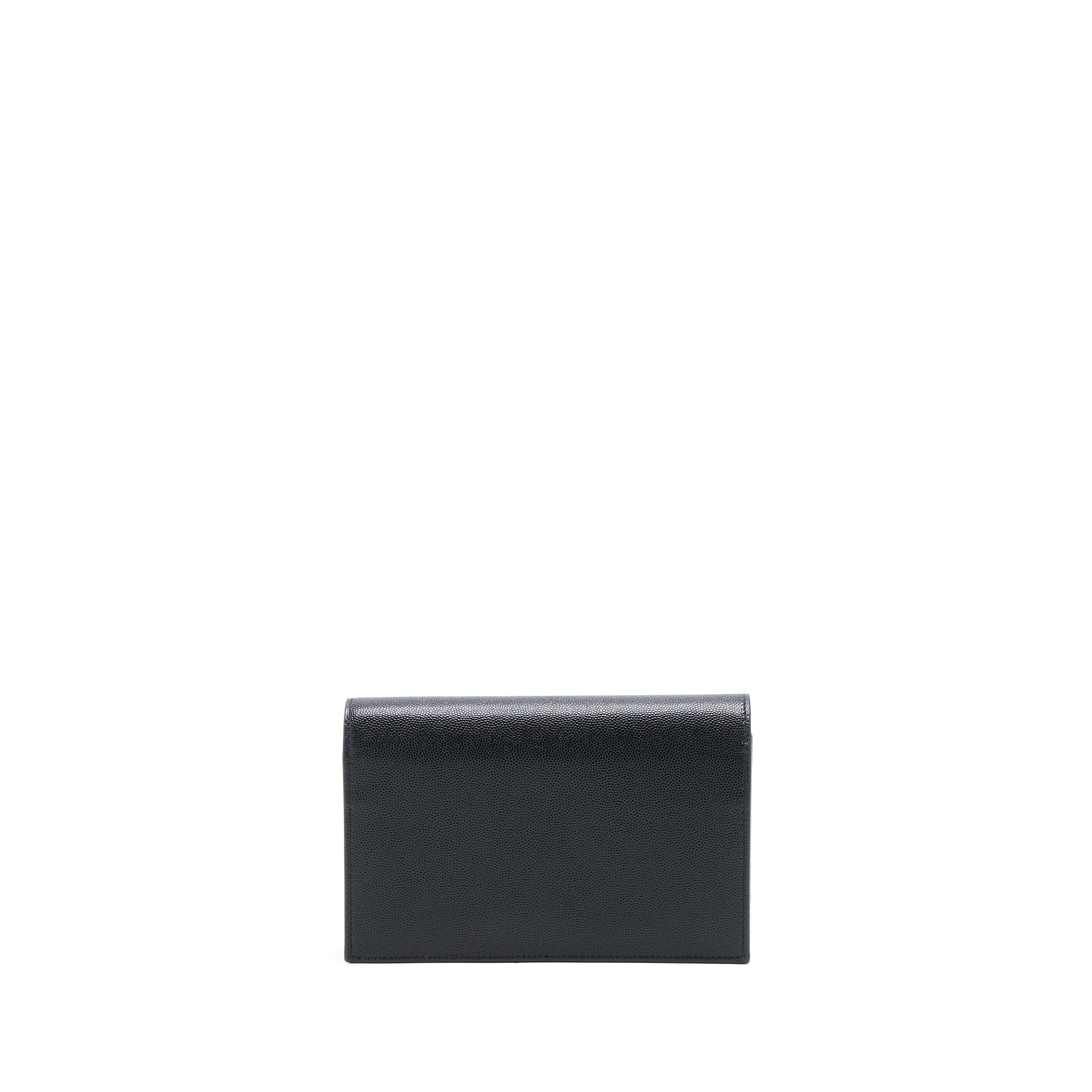 SAINT LAURENT KATE CHAIN WALLET WITH TASSEL GRAINED CALFSKIN BLACK GHW