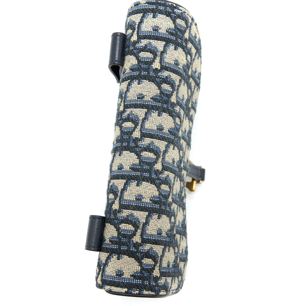 DIOR SADDLE BELT POUCH BLUE OBLIQUE JACQUARD BRUSHED GHW