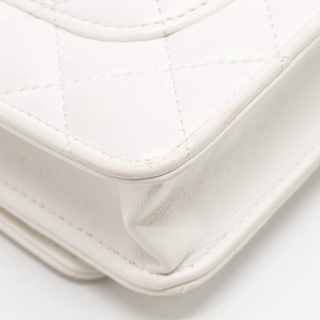 CHANEL GIANT CHAIN CLASSIC WALLET ON CHAIN LAMBSKIN WHITE MULTICOLOUR HARDWARE (MICROCHIP)