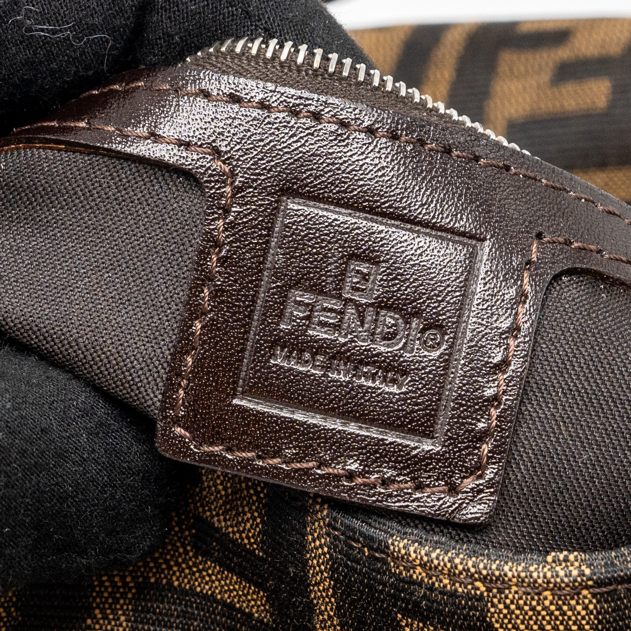 FENDI VINTAGE ZUCCA MAMMA BAGUETTE BAG CANVAS BROWN SHW