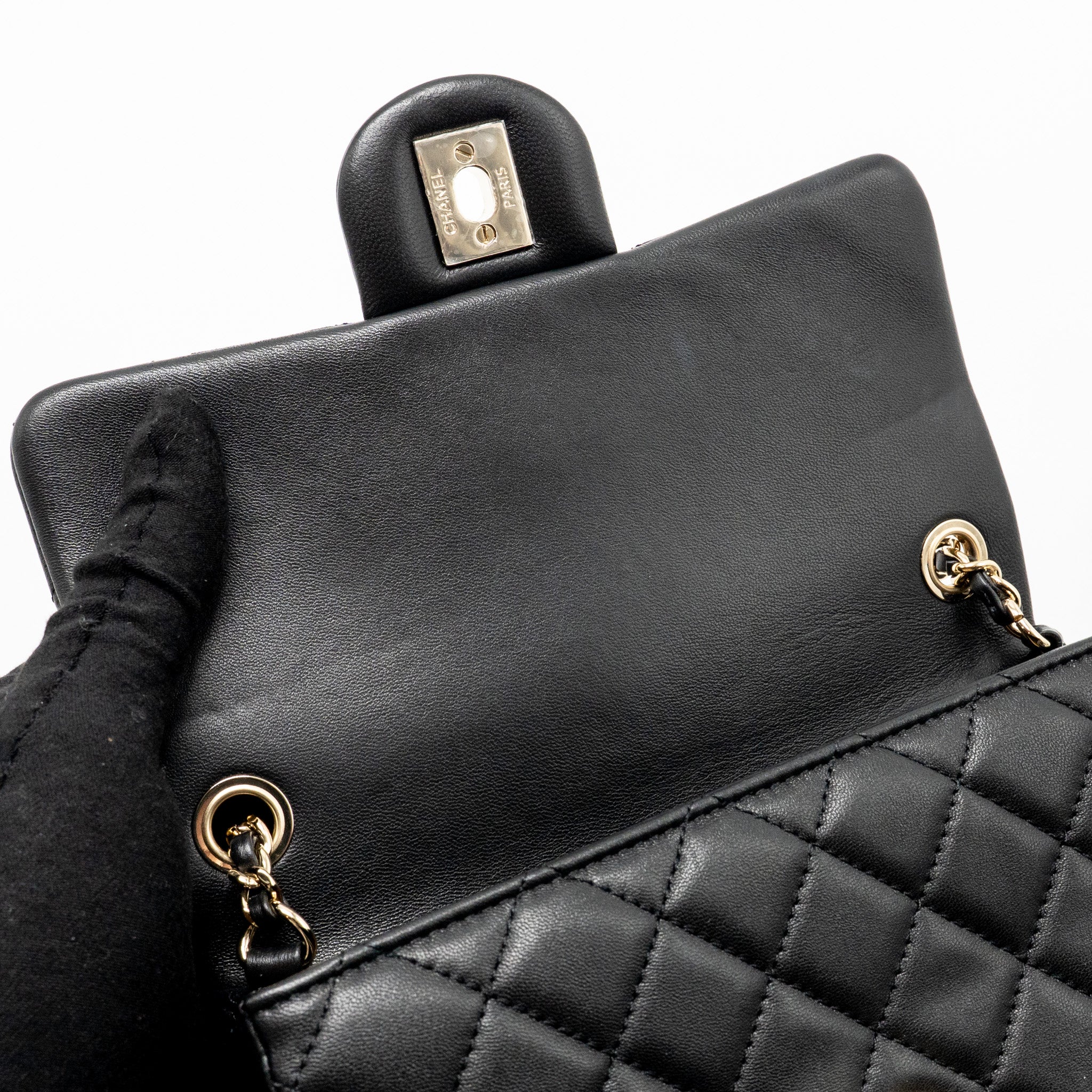 CHANEL PEARL CRUSH MINI RECTANGULAR LAMBSKIN BLACK LGHW (MICROCHIP)