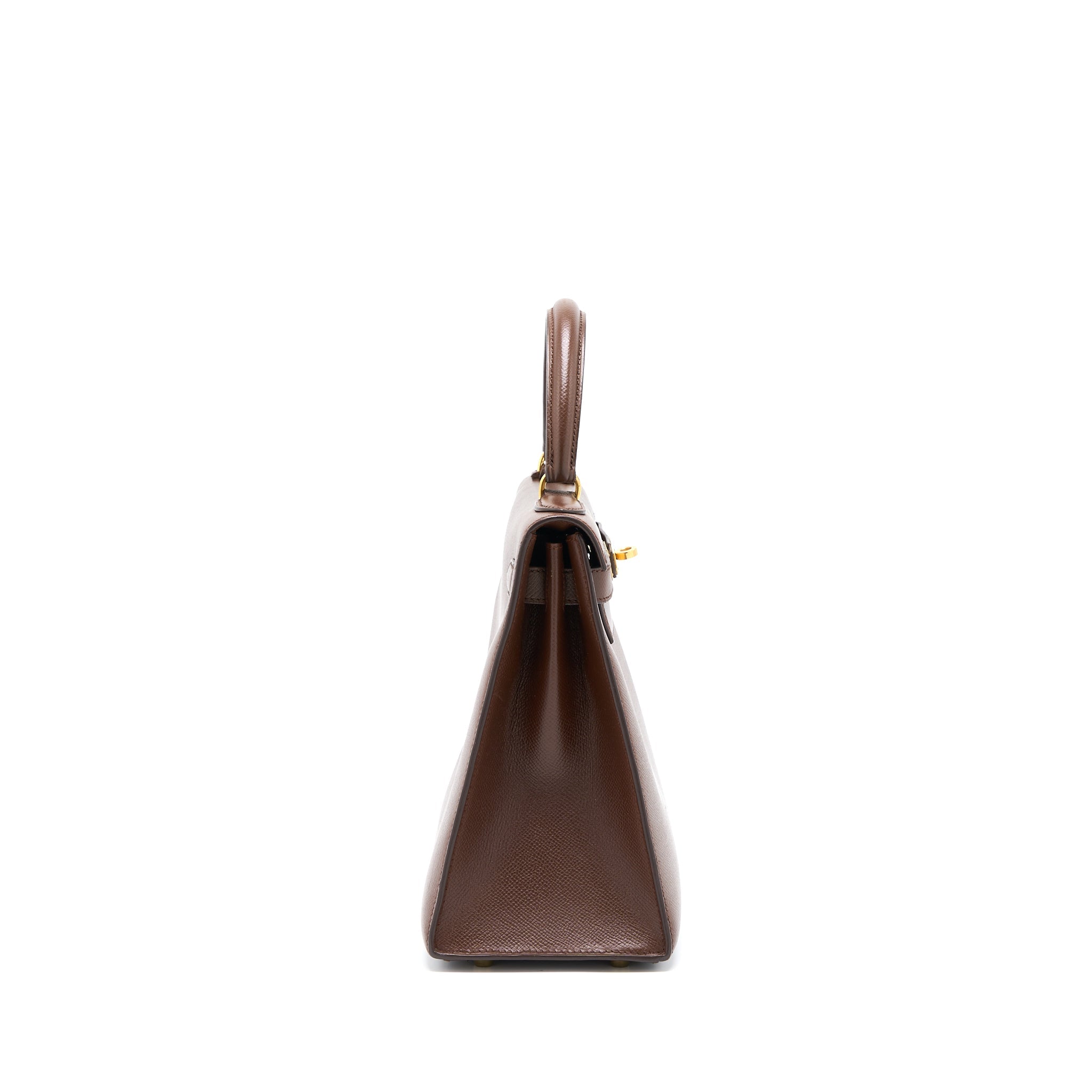 HERMES VINTAGE KELLY 28 SELLIER EPSOM BROWN GHW
