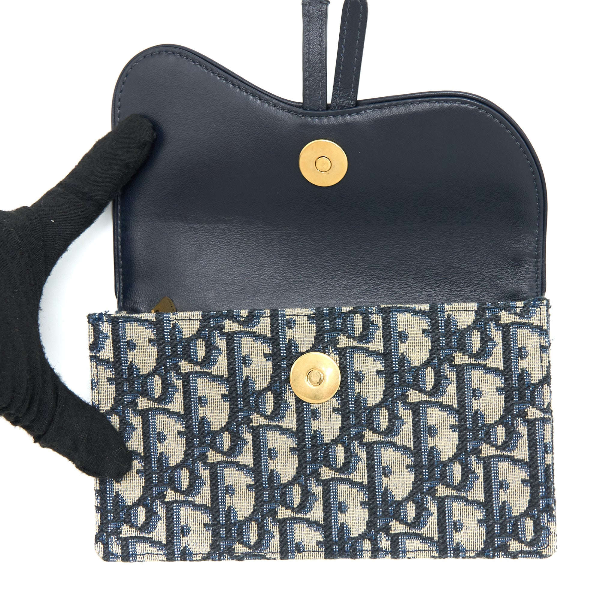 DIOR SADDLE BELT POUCH BLUE OBLIQUE JACQUARD BRUSHED GHW