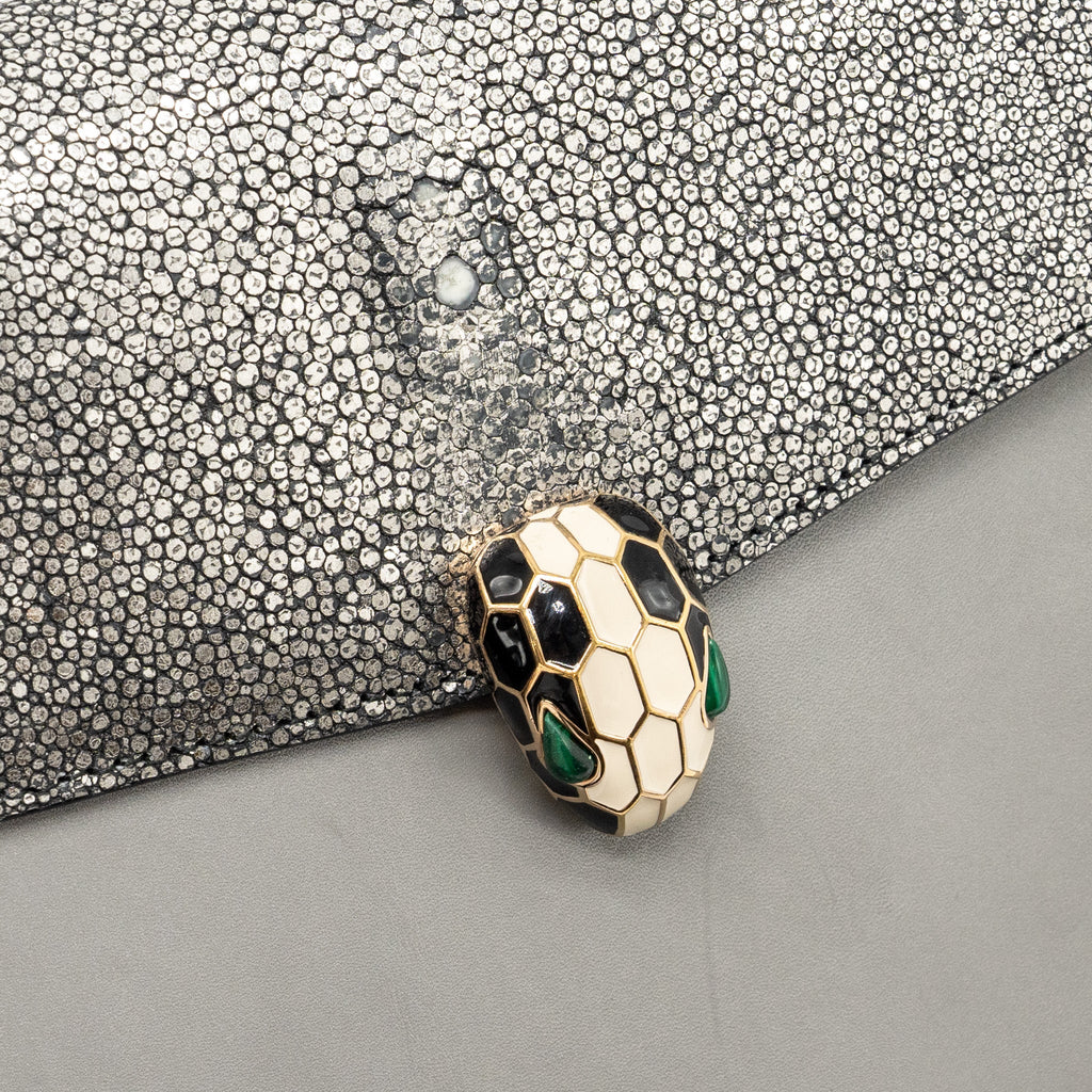 BVLGARI SERPENTI FOREVER LEATHER/CRYSTAL GALUCHAR GREY GHW