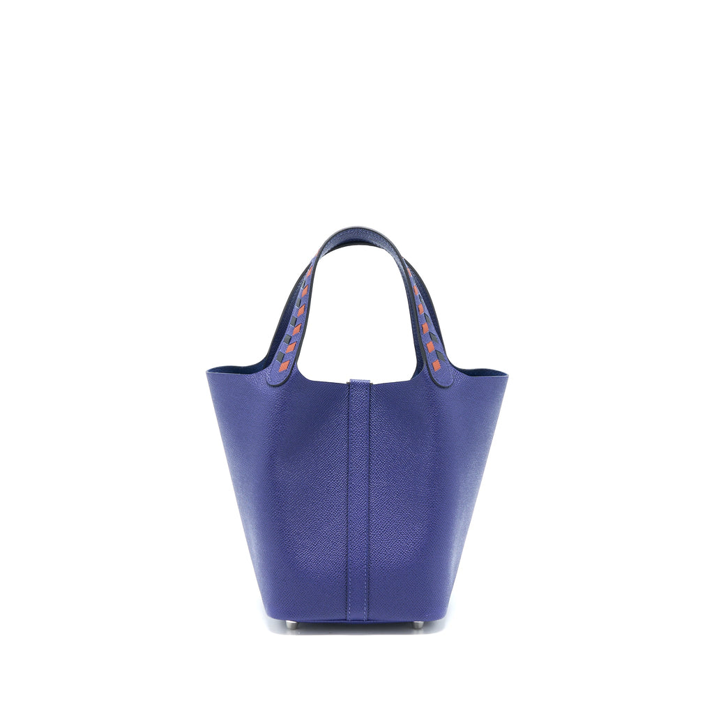 HERMES PICOTIN 18 LOCK BAG EPSOM BLUE ENCRE/BRIQUE/NOIR SHW