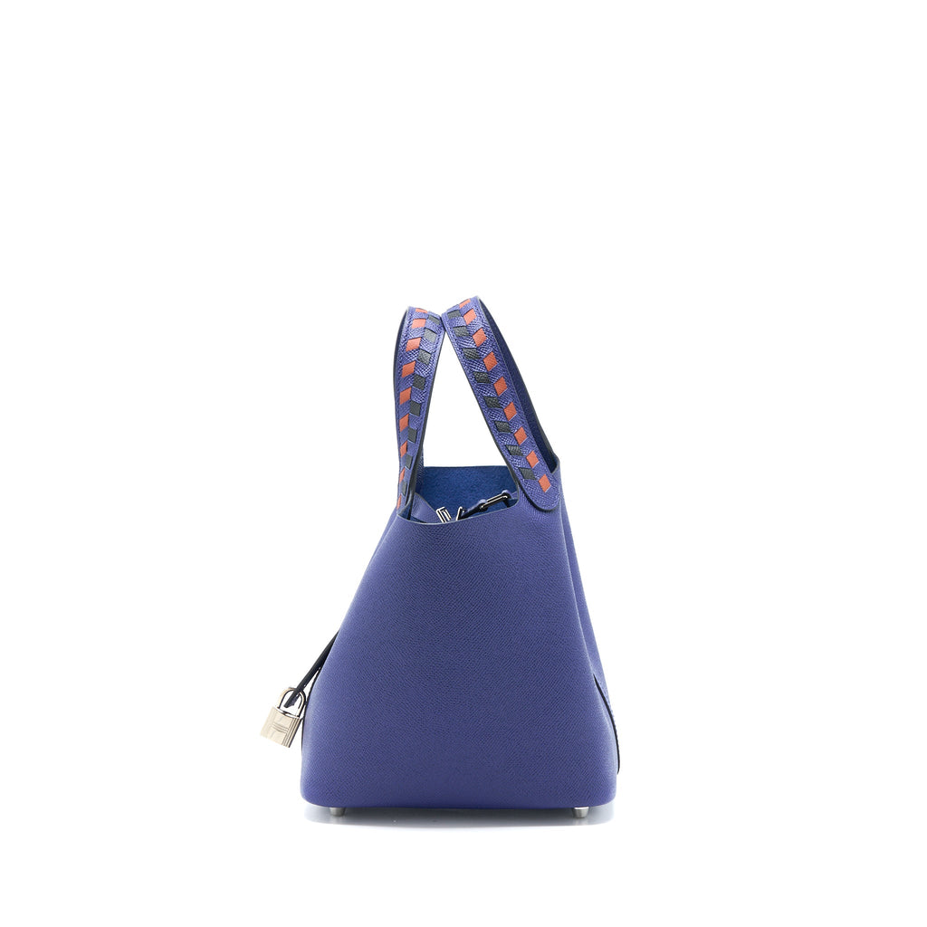 HERMES PICOTIN 18 LOCK BAG EPSOM BLUE ENCRE/BRIQUE/NOIR SHW