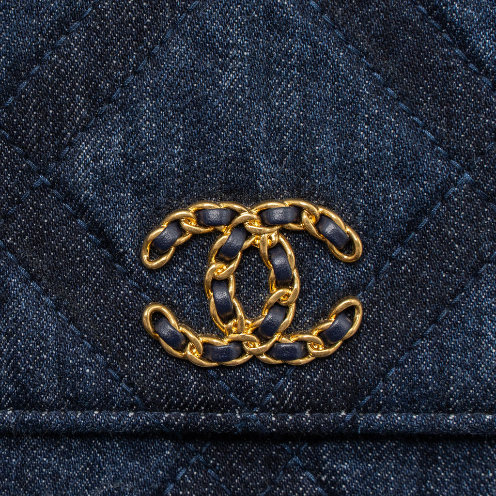 CHANEL 19 WALLET ON CHAIN LIMITED DENIM DARK BLUE MULTICOLOUR HARDWARE (MICROCHIP)