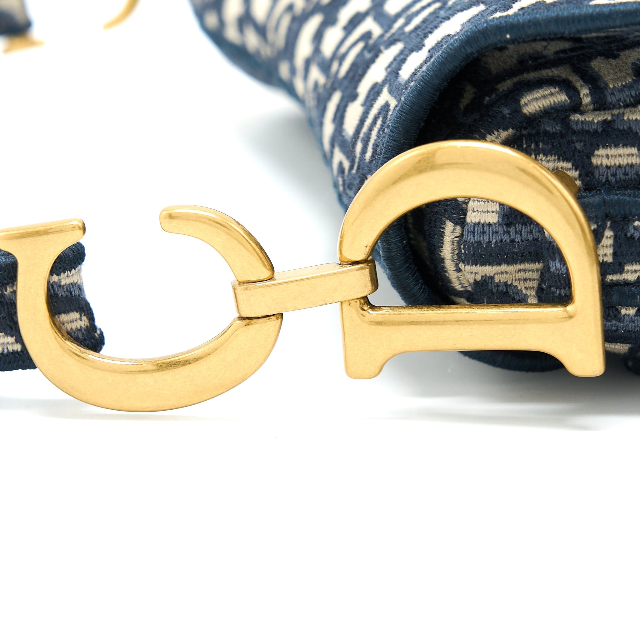 DIOR SADDLE BAG BLUE OBLIQUE EMBROIDERY BRUSHED GHW WITH DIOR STRAP
