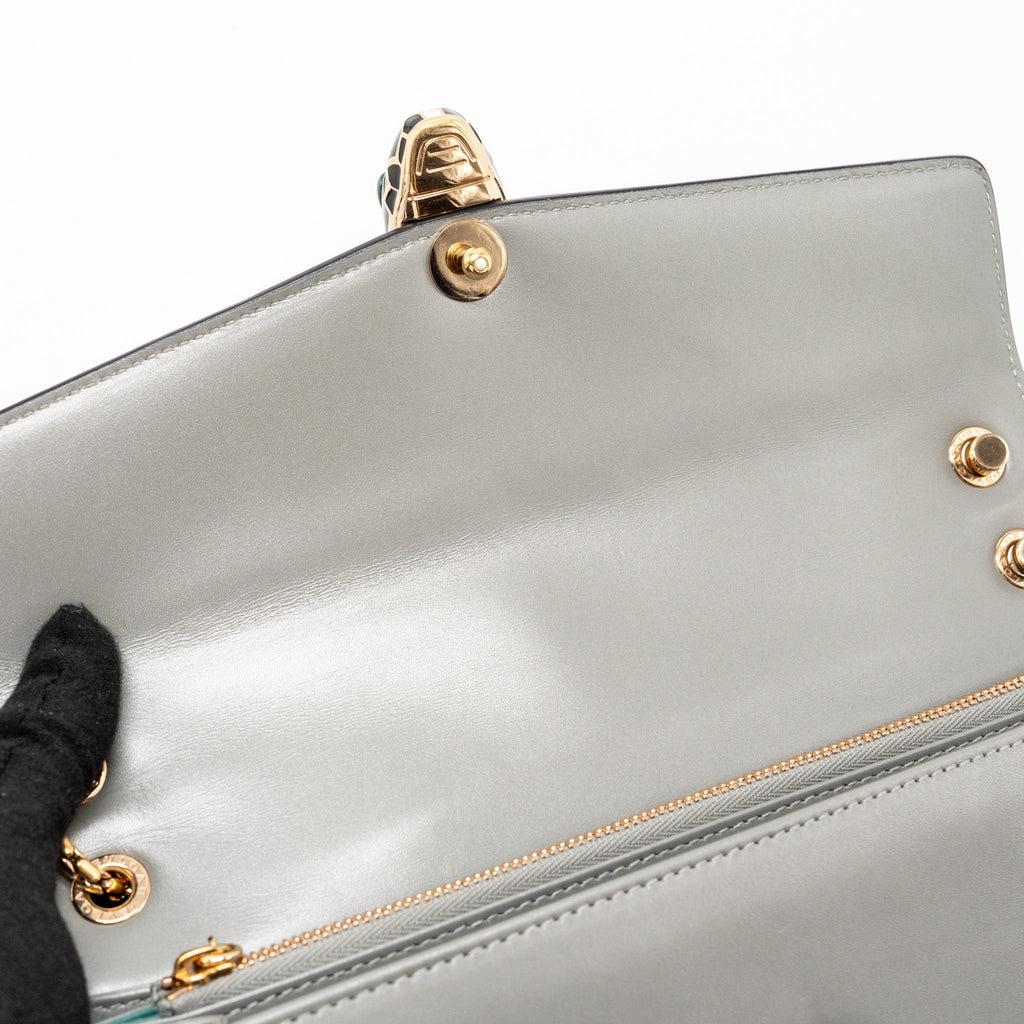 BVLGARI SERPENTI FOREVER LEATHER/CRYSTAL GALUCHAR GREY GHW