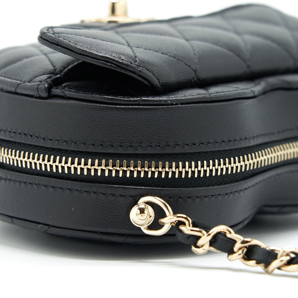 CHANEL 22S SMALL HEART BAG LAMBSKIN BLACK LGHW