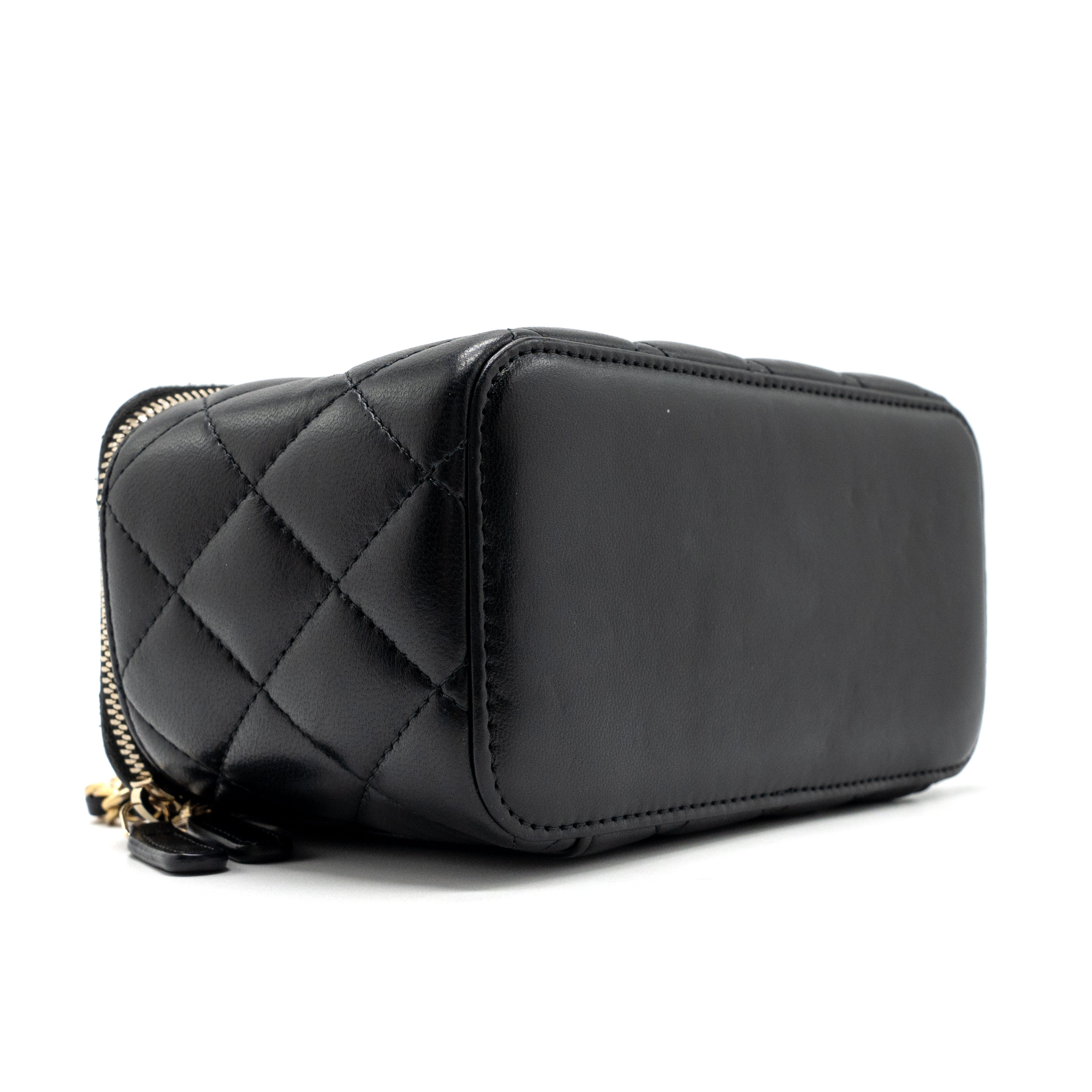 CHANEL PEARL CRUSH LONG VANITY CASE LAMBSKIN BLACK GHW