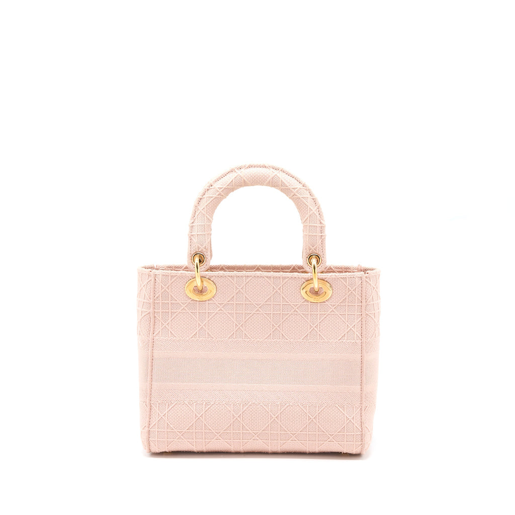 DIOR LADY MEDIUM LADY D-LITE BAG CANNAGE EMBROIDERY ROSEWOOD PINK HARDWARE