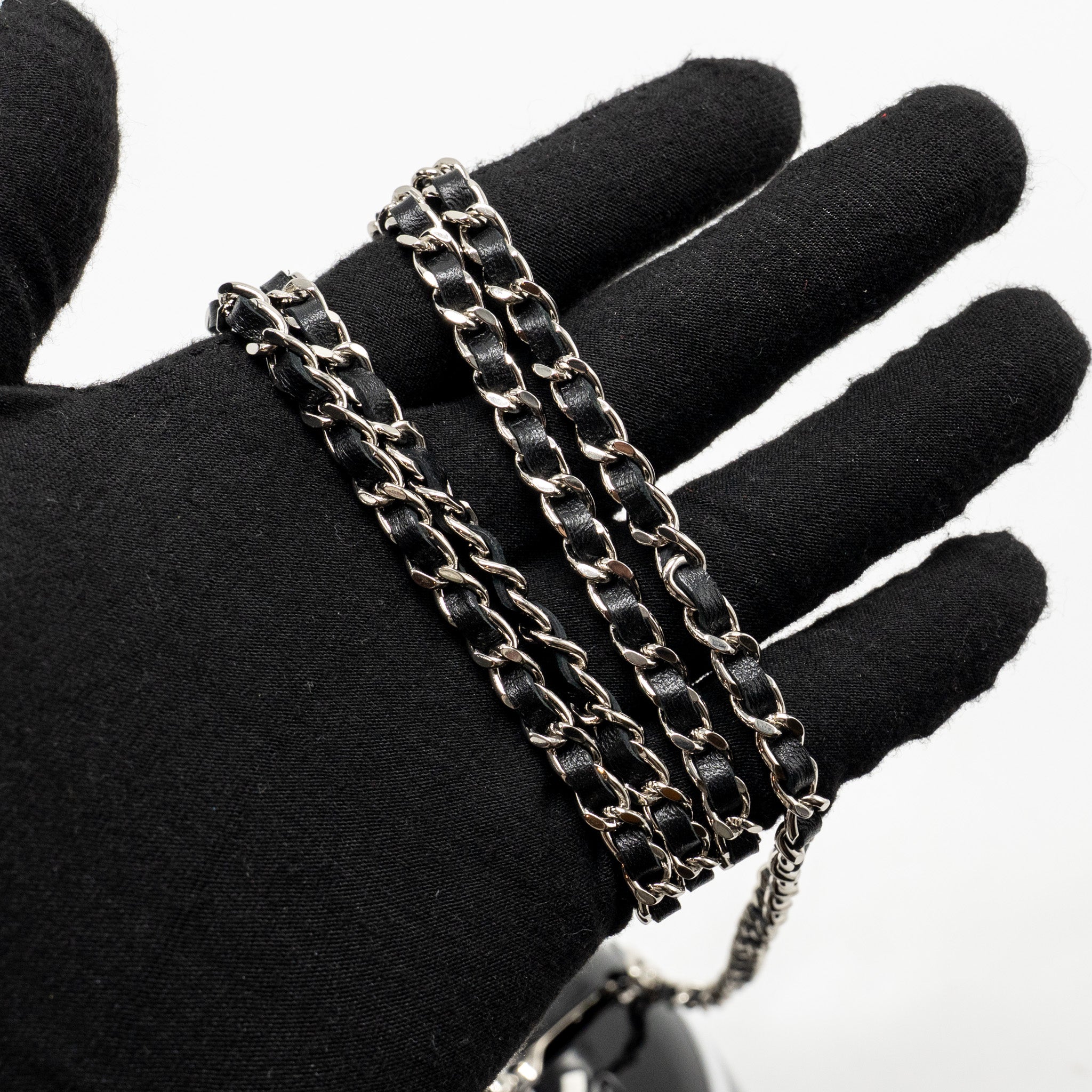 CHANEL MONTE CARLO HELMET MINAUDIERE CLUTCH BAG PLEXI/STRASS BLACK/WHITE SHW (MICROCHIP)