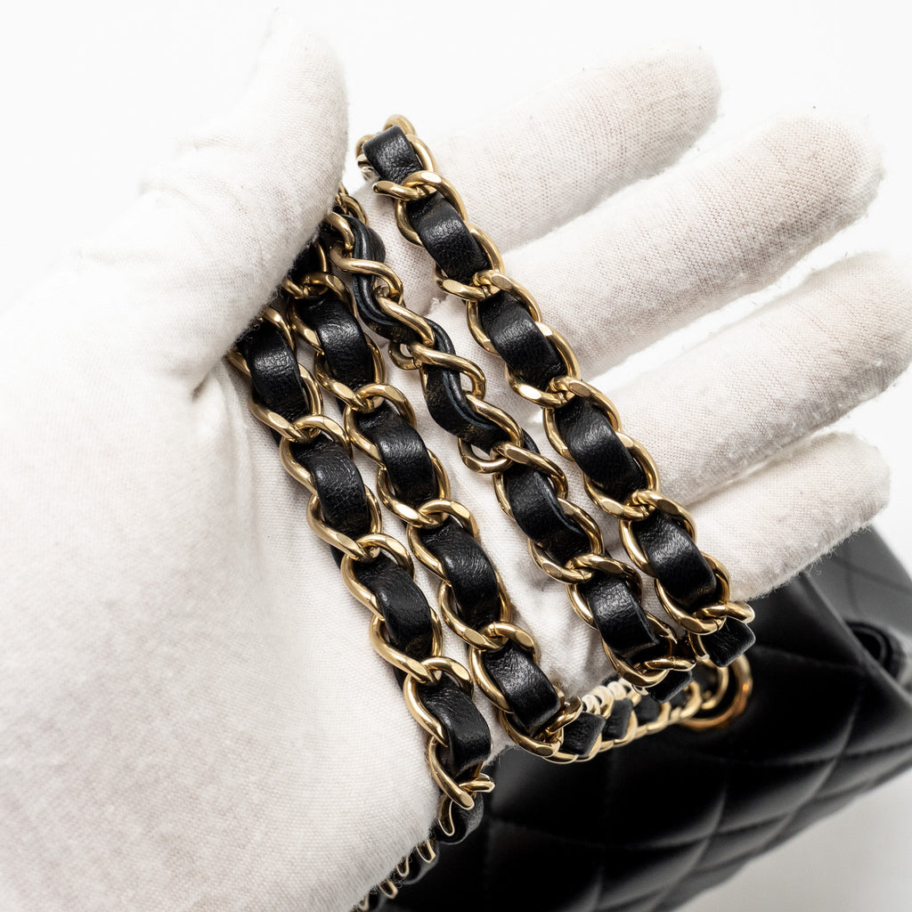 CHANEL MINI RECTANGULAR FLAP BAG LAMBSKIN BLACK LGHW (MICROCHIP)