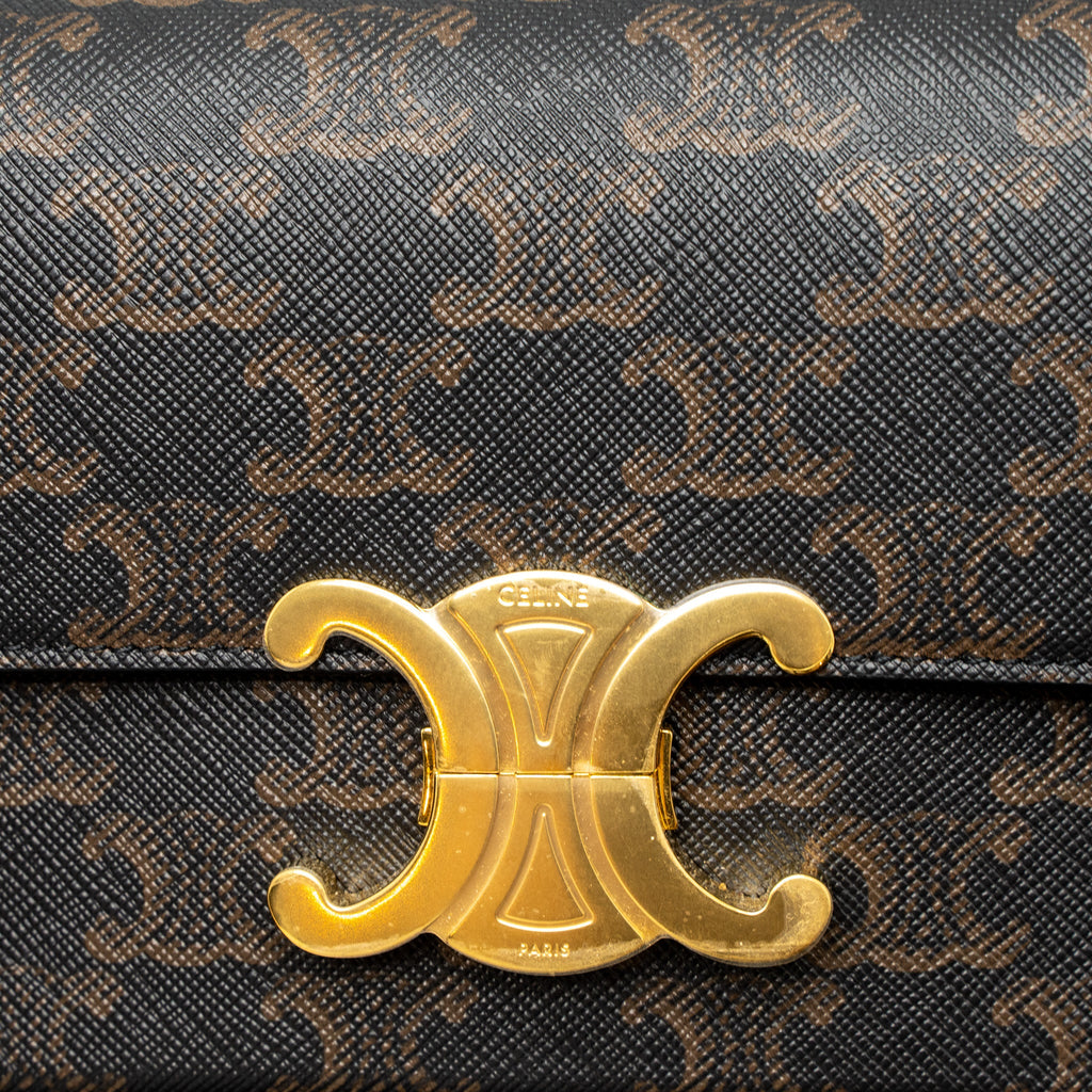 CELINE TRIOMPHE SHOUDLER BAG TRIOMPHE CANVAS/CALFSKIN TAN GHW