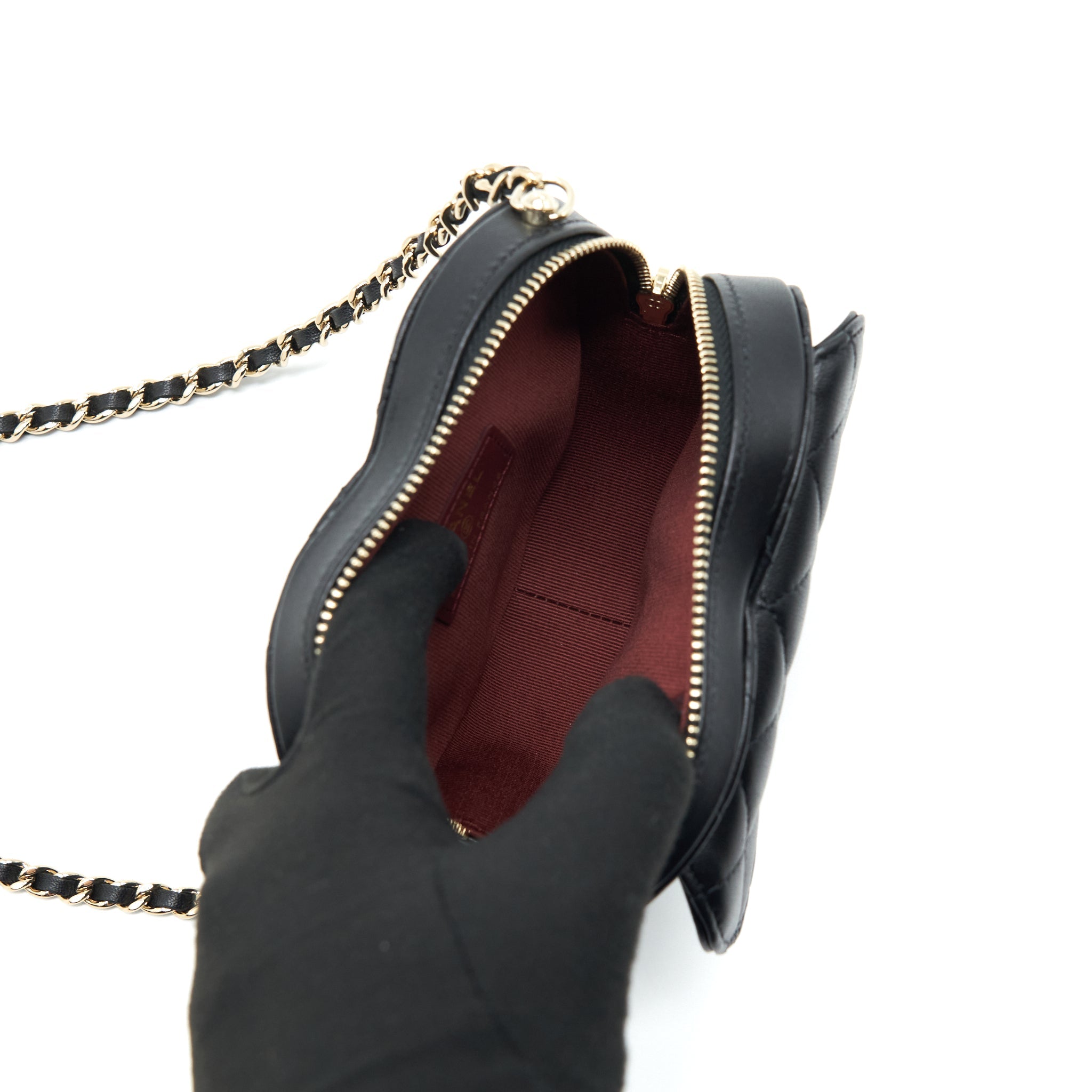 CHANEL 22S SMALL HEART BAG LAMBSKIN BLACK LGHW