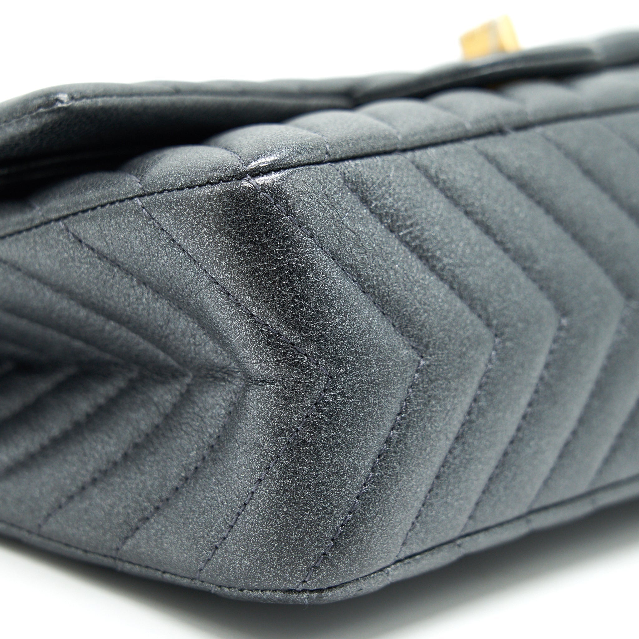 CHANEL CHEVRON SMALL 2.55 226 REISSUE BAG CHARCOAL GHW