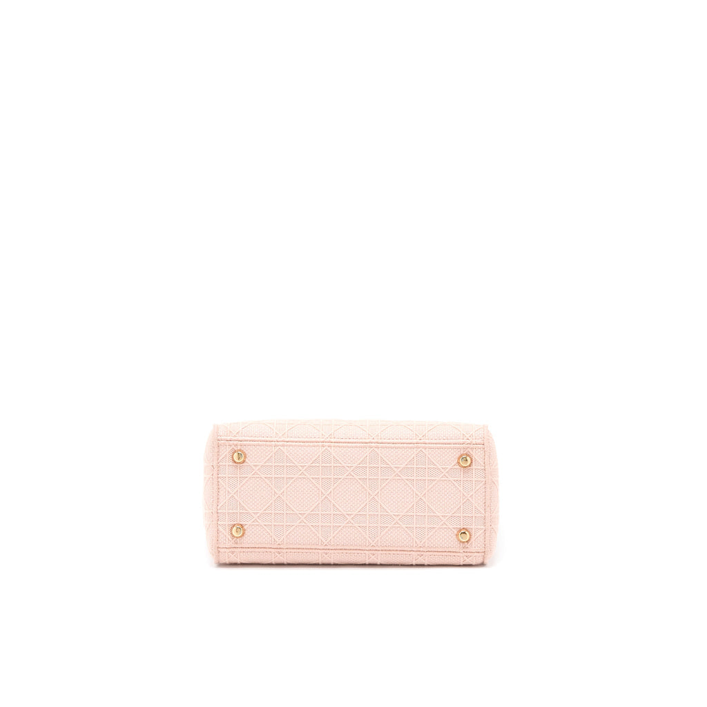DIOR LADY MEDIUM LADY D-LITE BAG CANNAGE EMBROIDERY ROSEWOOD PINK HARDWARE