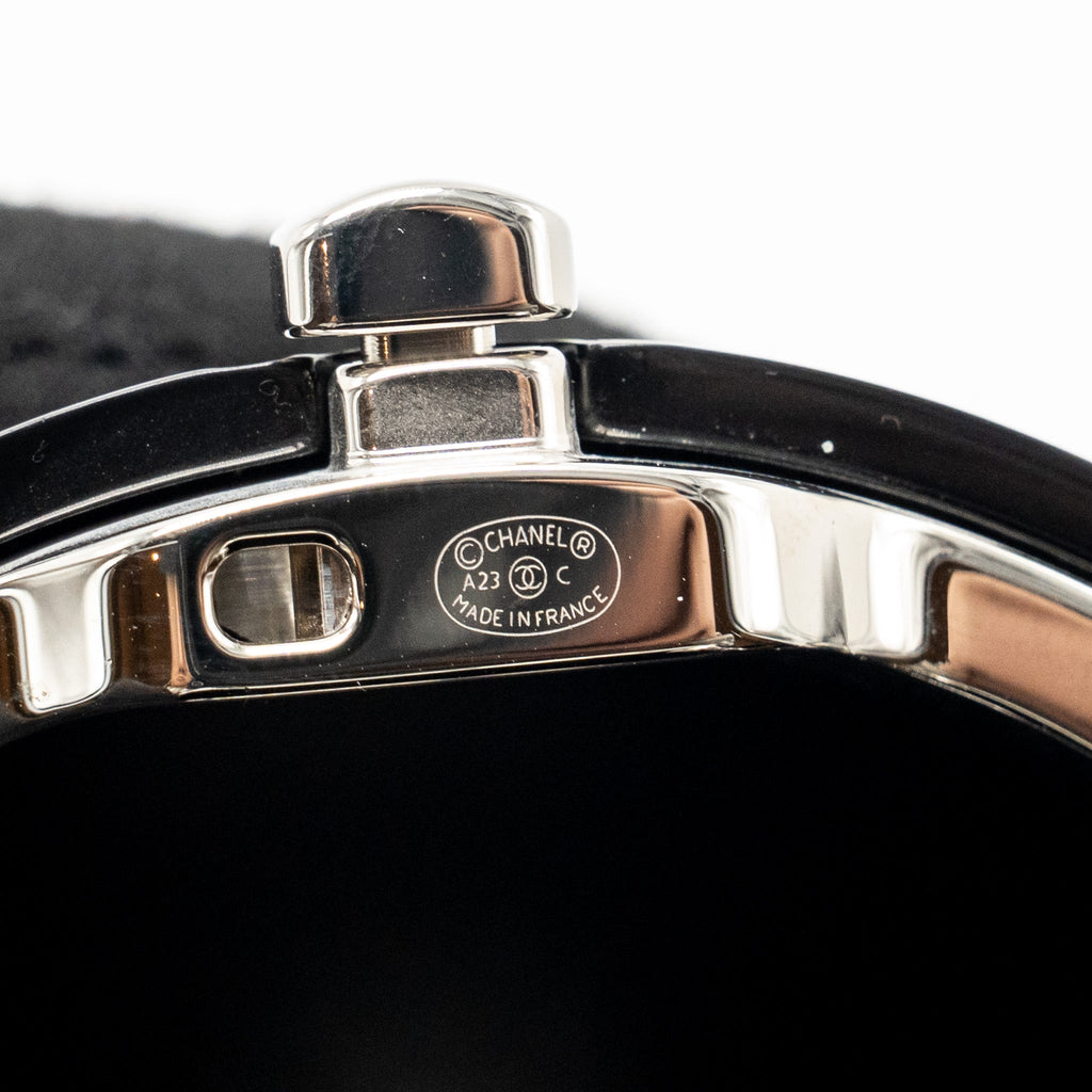 CHANEL MONTE CARLO HELMET MINAUDIERE CLUTCH BAG PLEXI/STRASS BLACK/WHITE SHW (MICROCHIP)