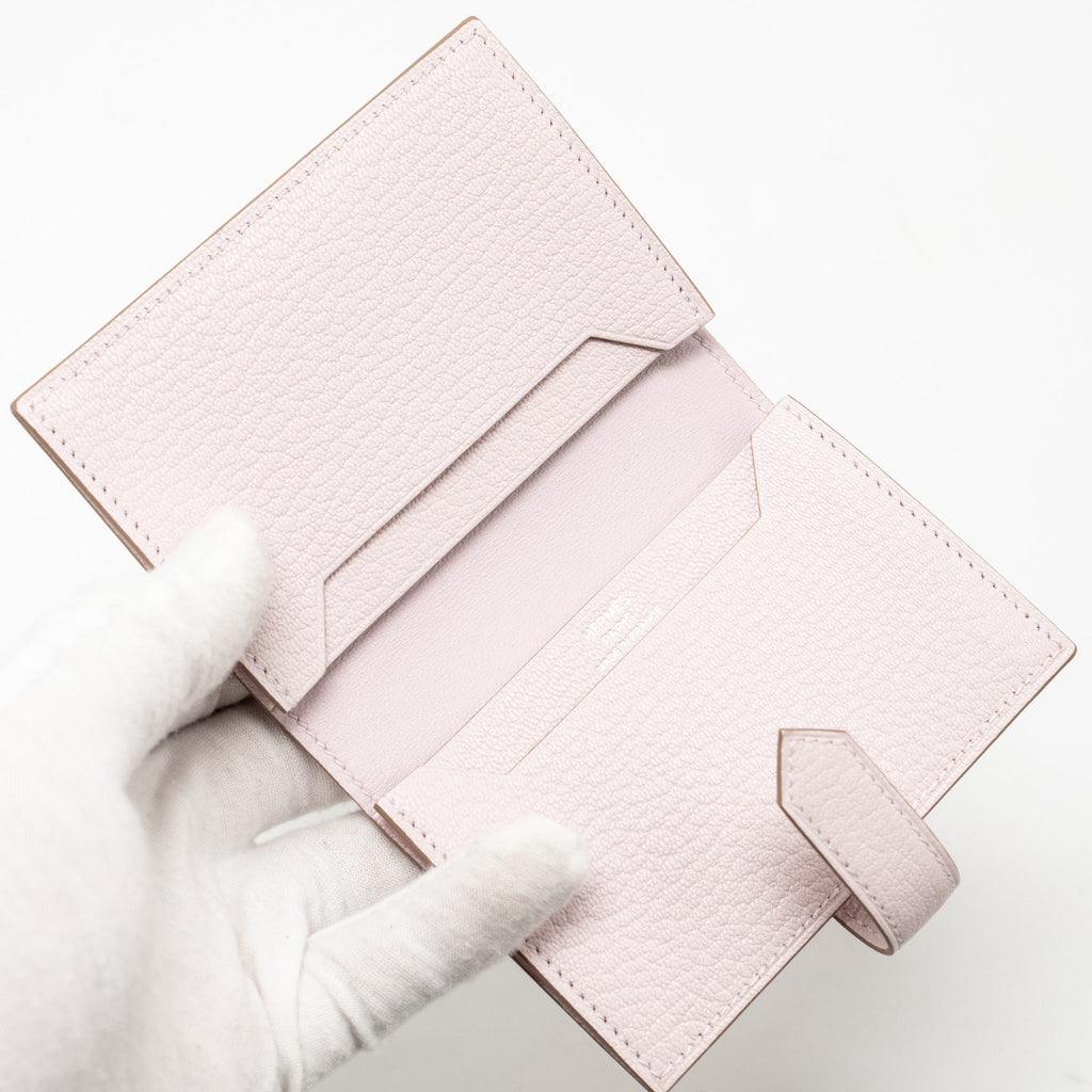 HERMES BEARN COMPACT WALLET CHÈVRE MYSORE MAUVE PALE SHW