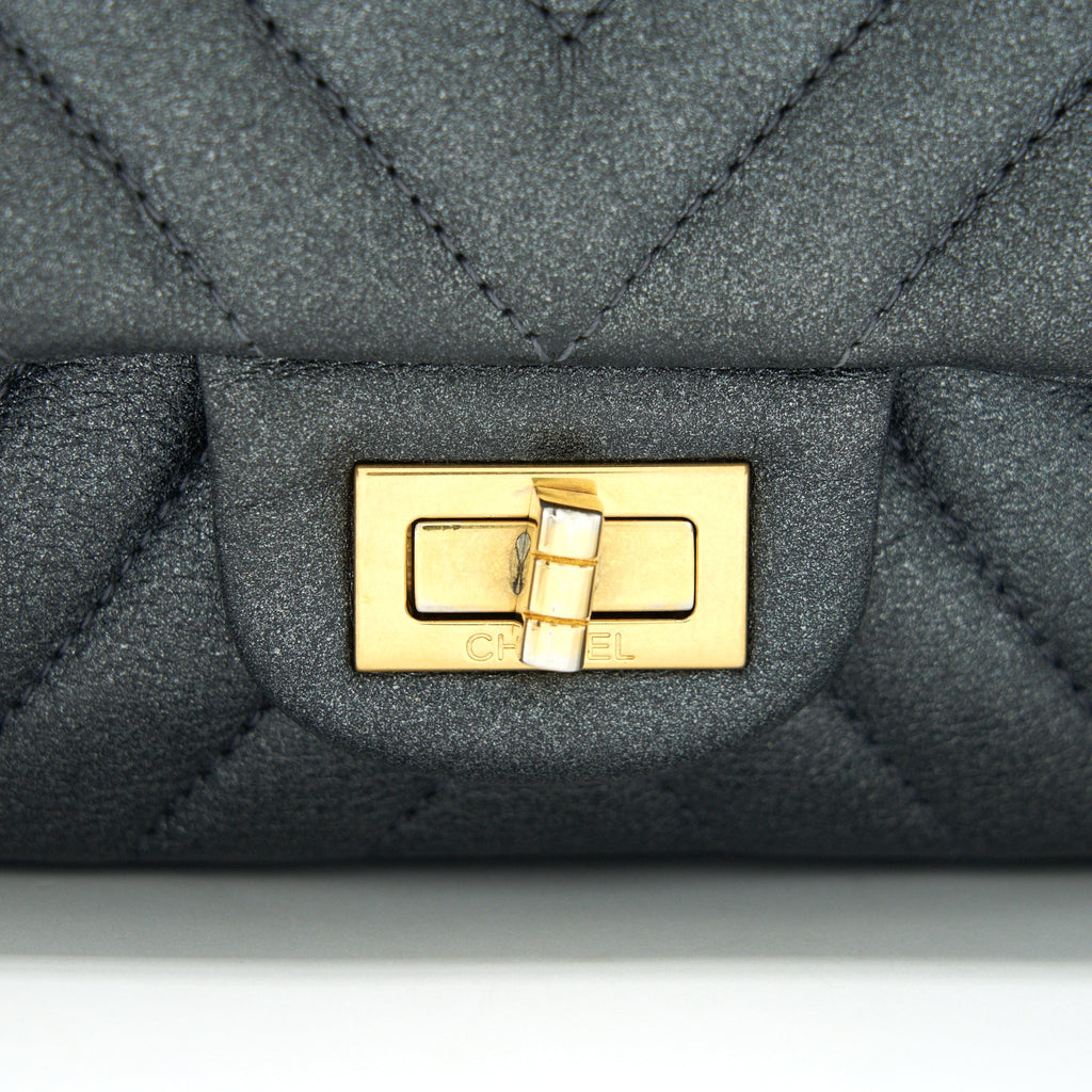 CHANEL CHEVRON SMALL 2.55 226 REISSUE BAG CHARCOAL GHW