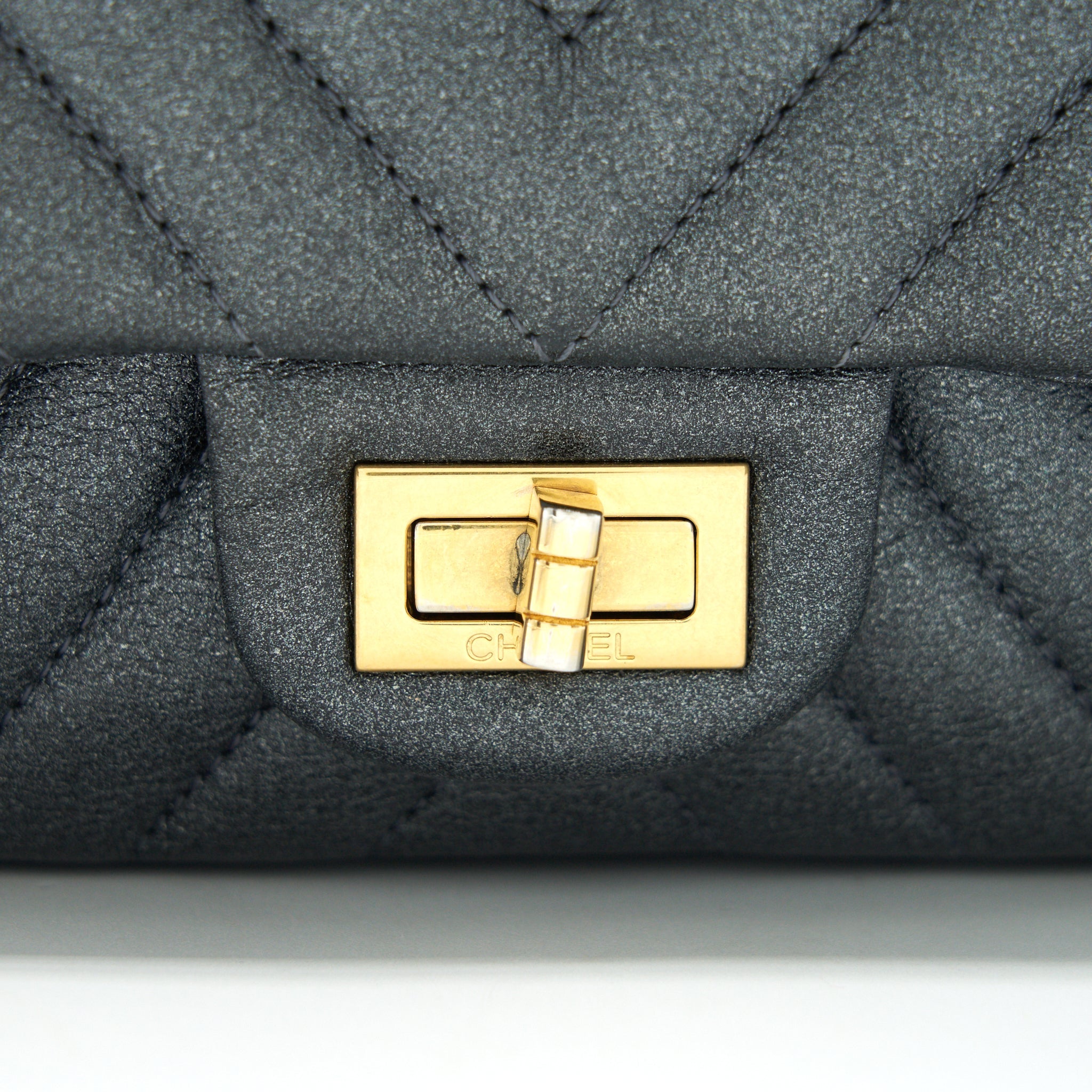 CHANEL CHEVRON SMALL 2.55 226 REISSUE BAG CHARCOAL GHW