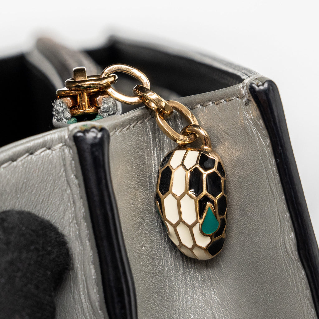 BVLGARI SERPENTI FOREVER LEATHER/CRYSTAL GALUCHAR GREY GHW