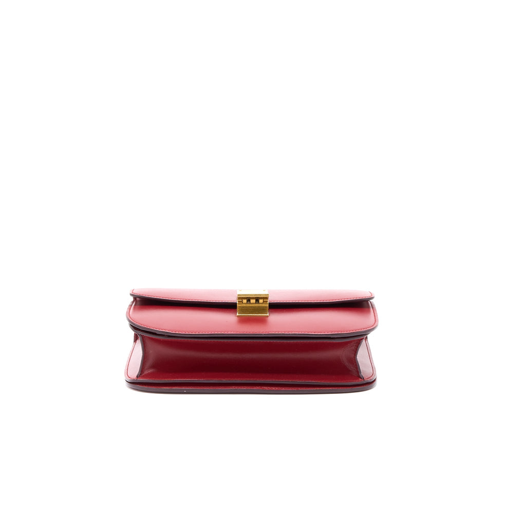 CELINE MEDIUM CLASSIC BOX CALFSKIN RED BRUSHED GHW
