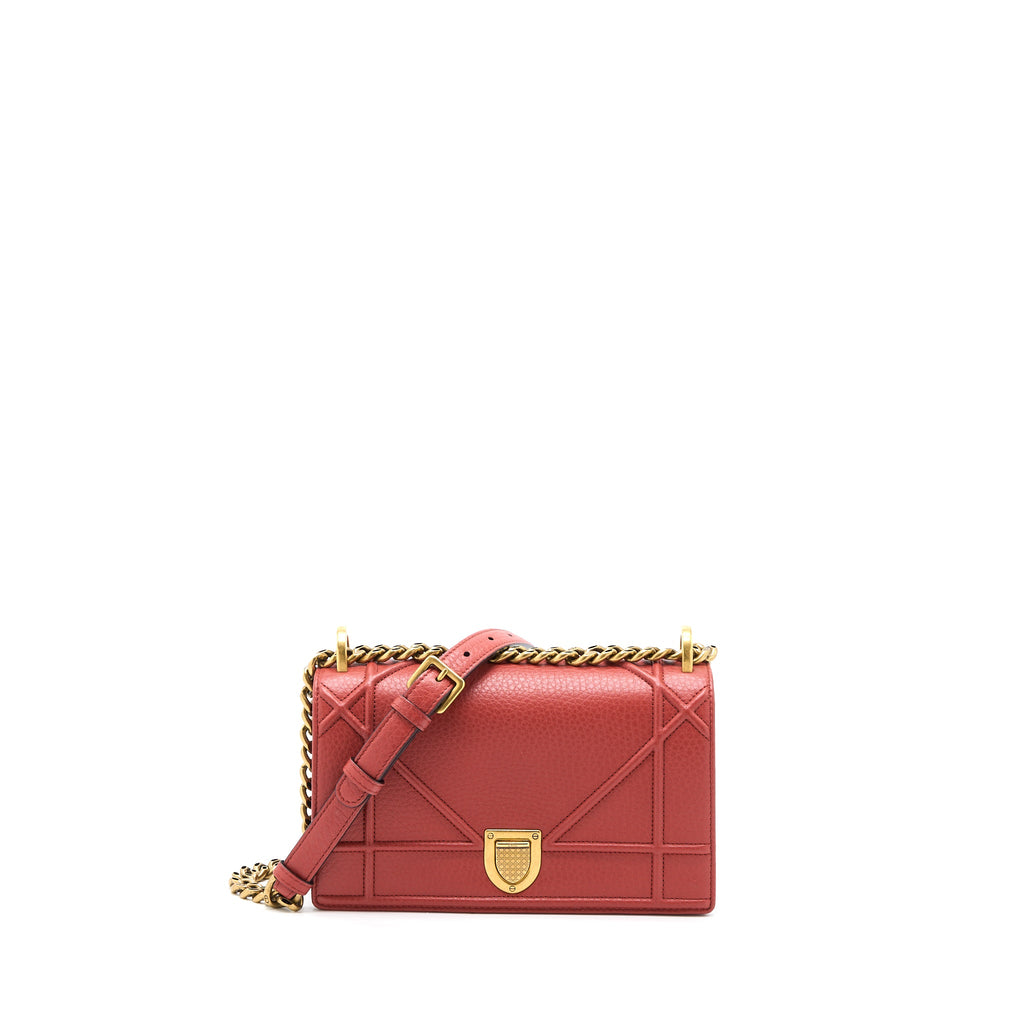 DIOR SMALL DIORAMA CALFSKIN RED BRUSHED GHW