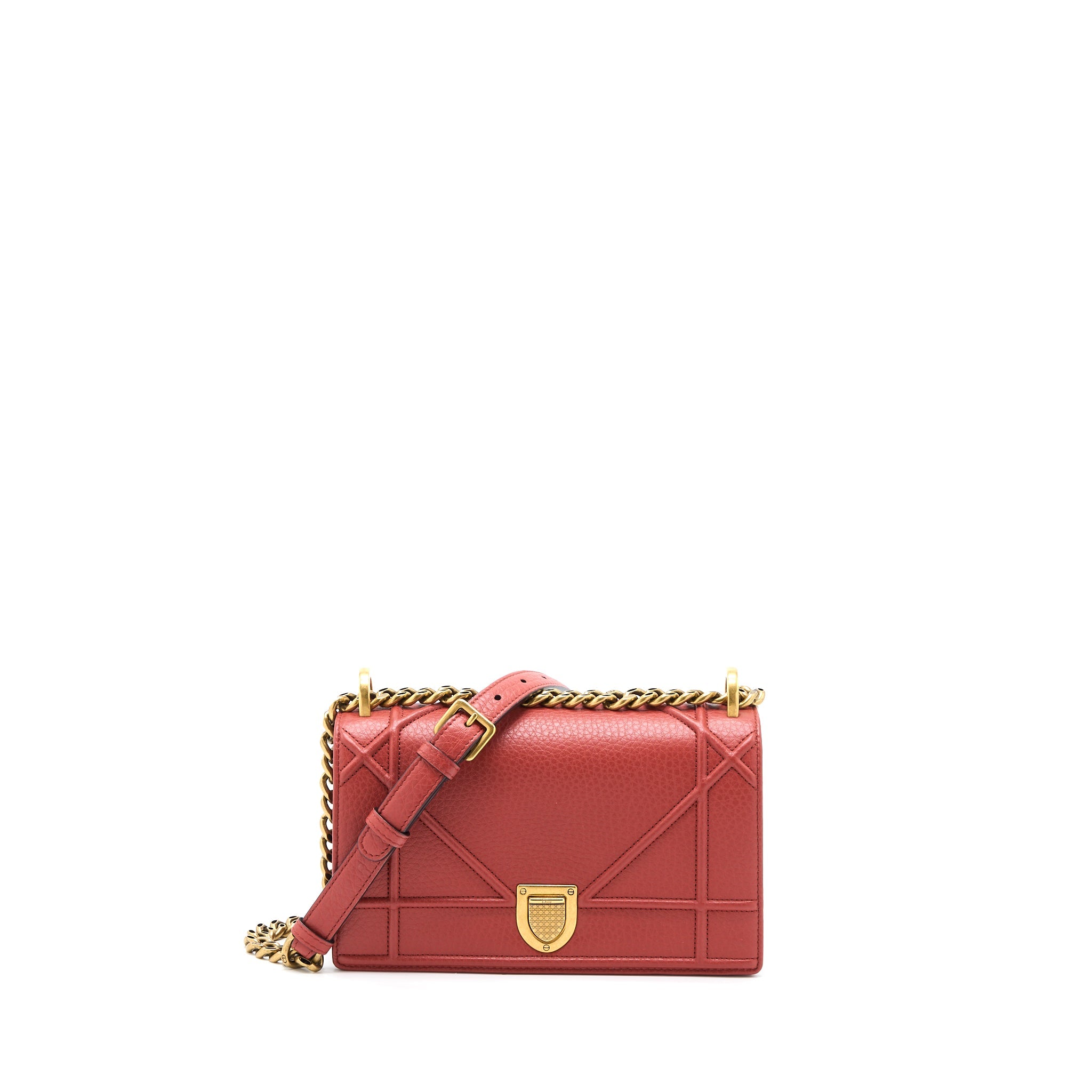 DIOR SMALL DIORAMA CALFSKIN RED BRUSHED GHW