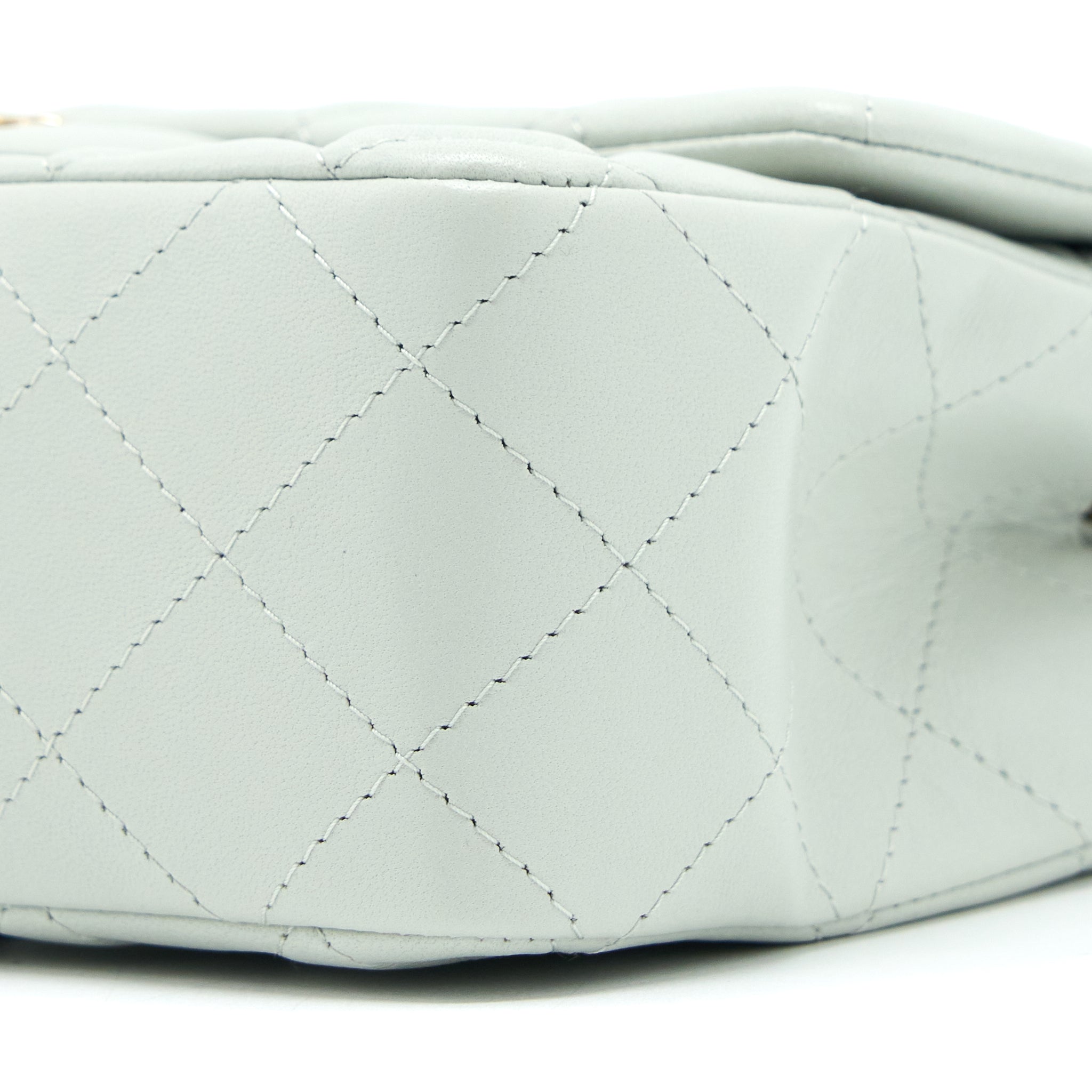 CHANEL 23C MINI RECTANGULAR FLAP BAG LAMBSKIN LIGHT GREY LGHW (MICROCHIP)
