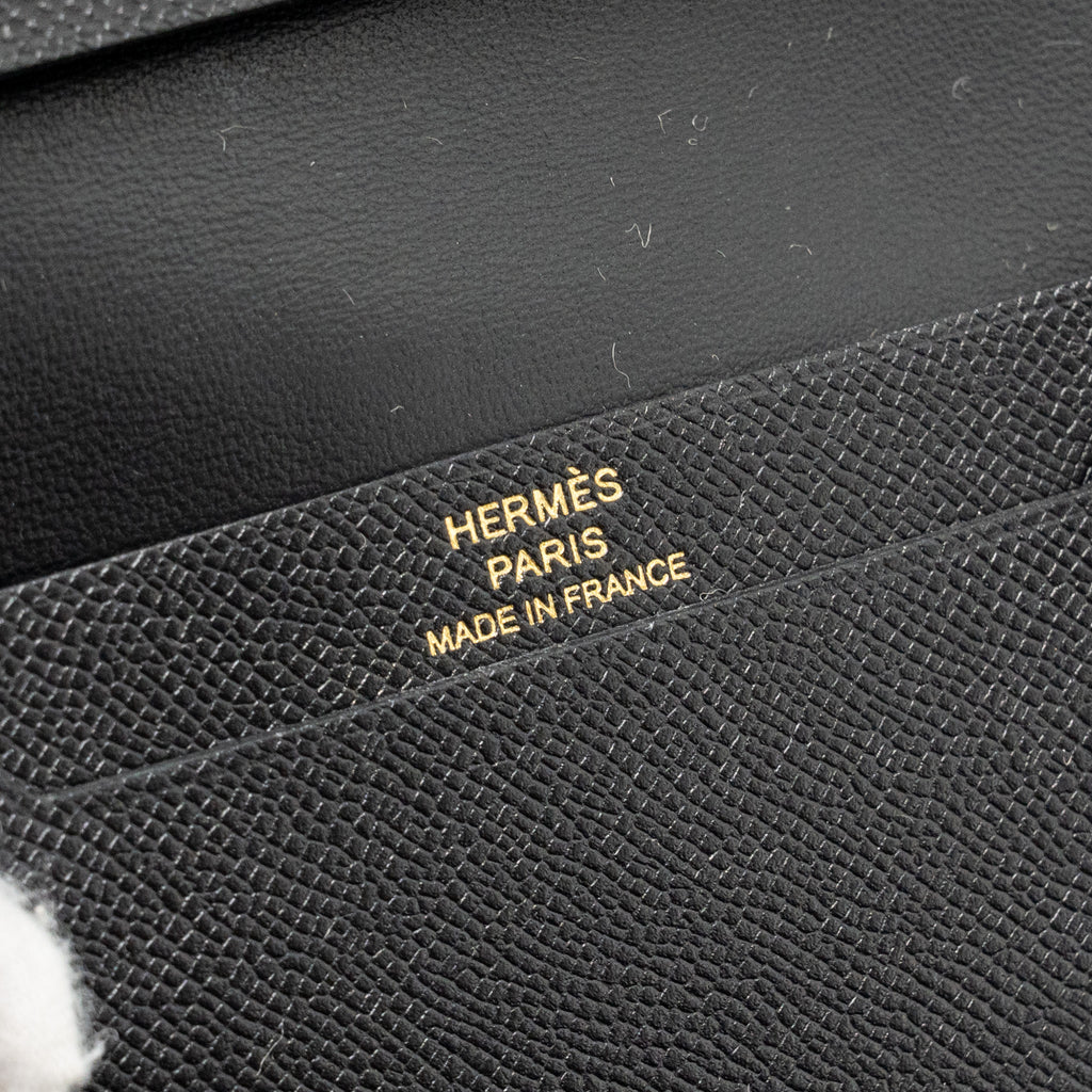 HERMES BEARN CARD HOLDER MADAME BLACK GHW