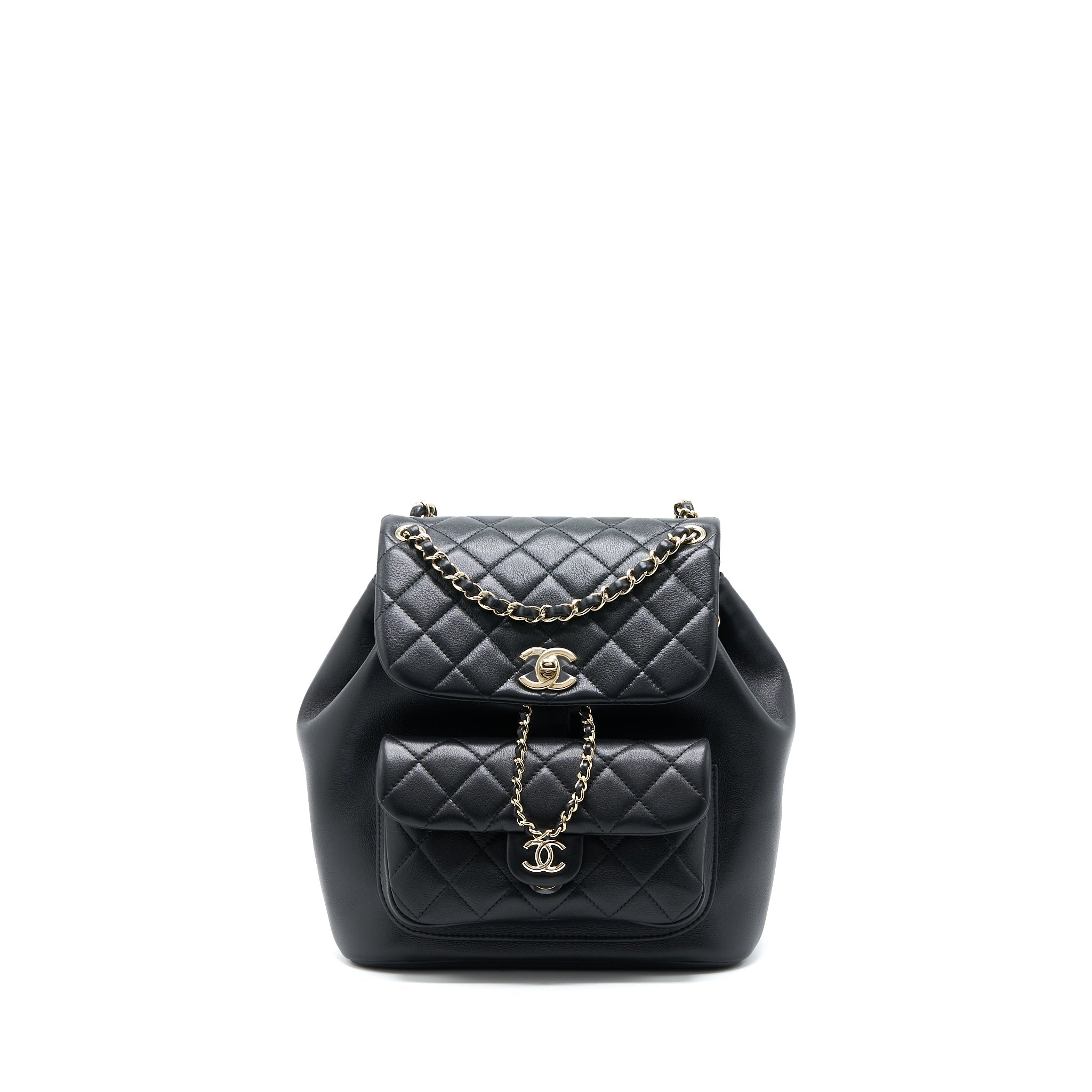 CHANEL 23C LARGE DUMA BACKPACK CALFSKIN BLACK LGHW (MICROCHIP)