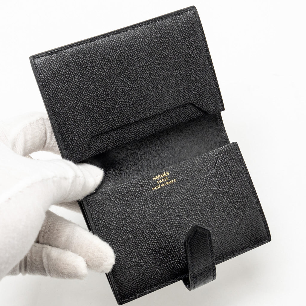 HERMES BEARN CARD HOLDER MADAME BLACK GHW