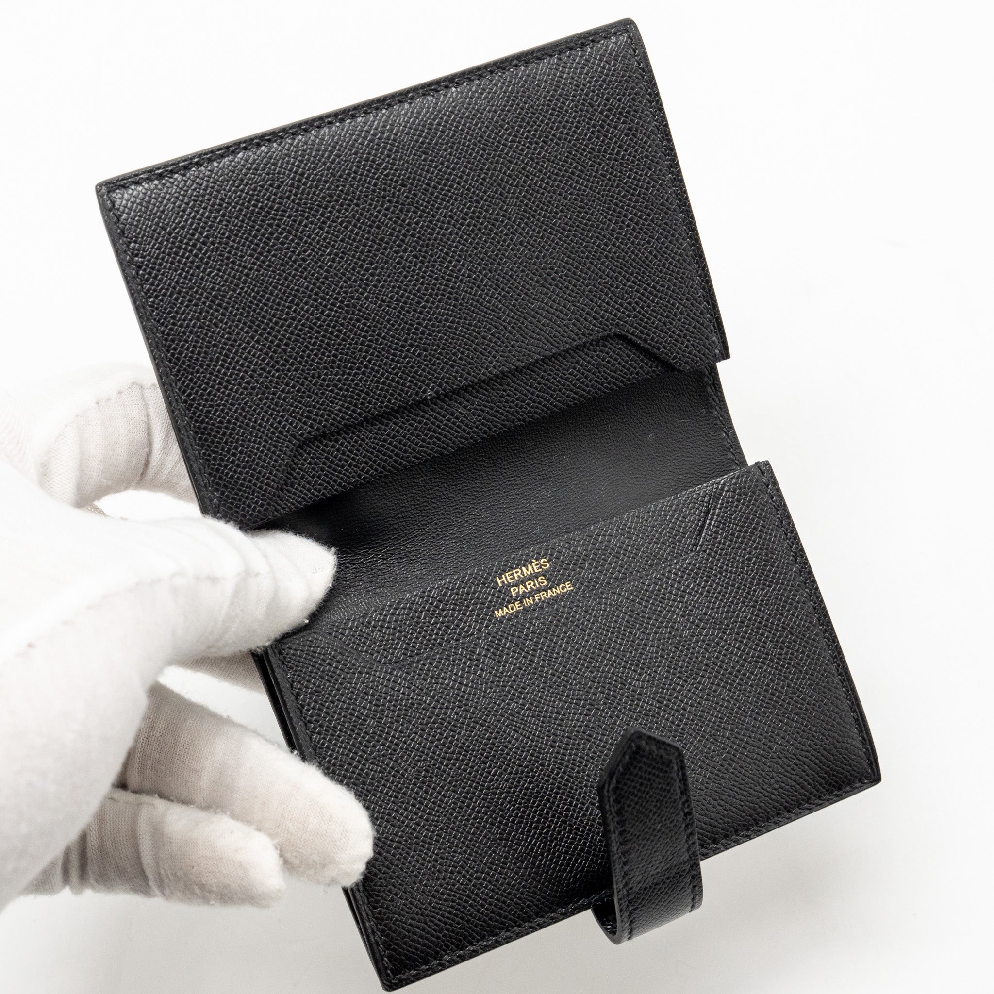HERMES BEARN CARD HOLDER MADAME BLACK GHW